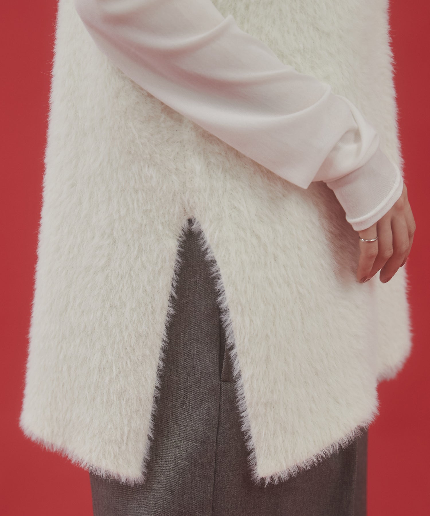 【WEB限定/別注】ダブルフェイスシャギー ミディジレ