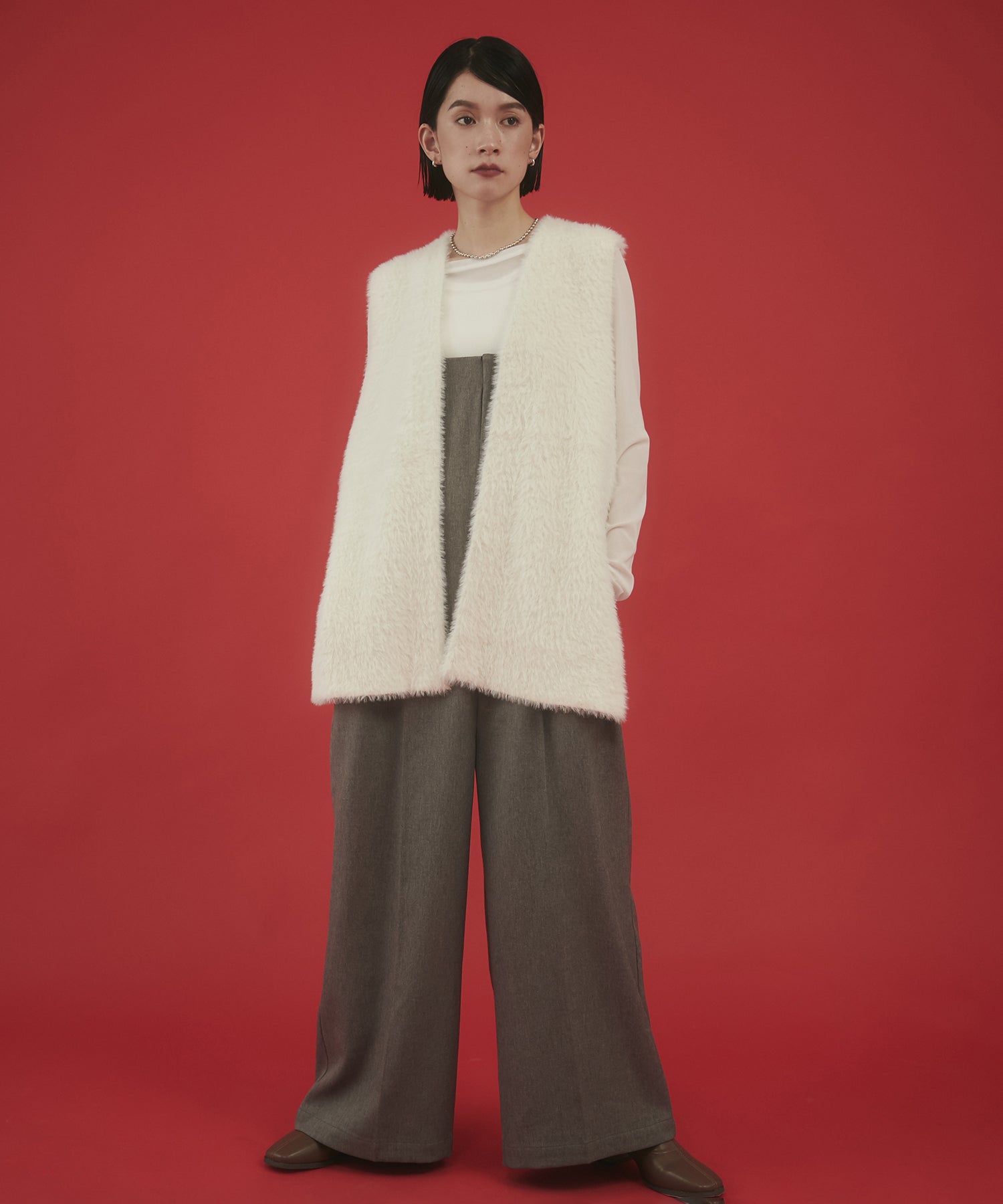 【WEB限定/別注】ダブルフェイスシャギー ミディジレ