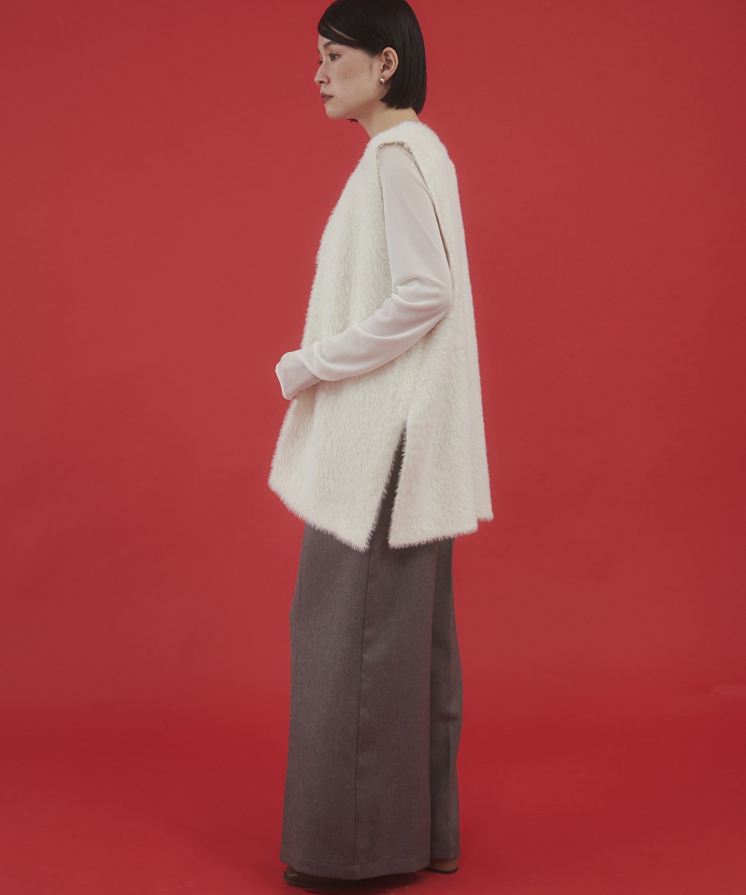 【WEB限定/別注】ダブルフェイスシャギー ミディジレ