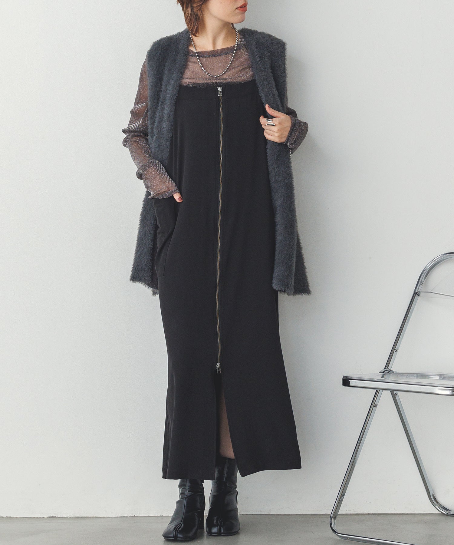 【WEB限定/別注】ダブルフェイスシャギー ミディジレ