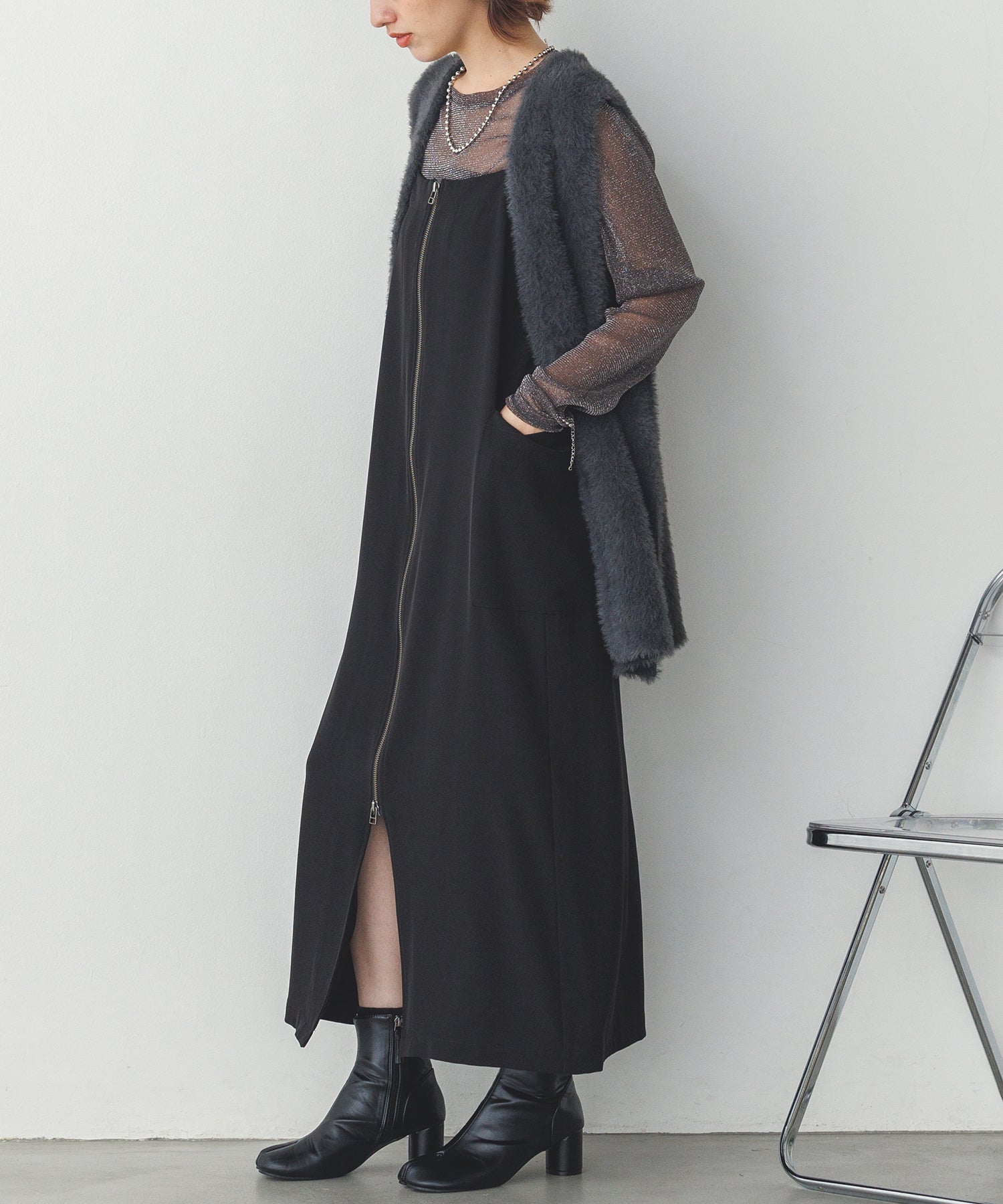 【WEB限定/別注】ダブルフェイスシャギー ミディジレ