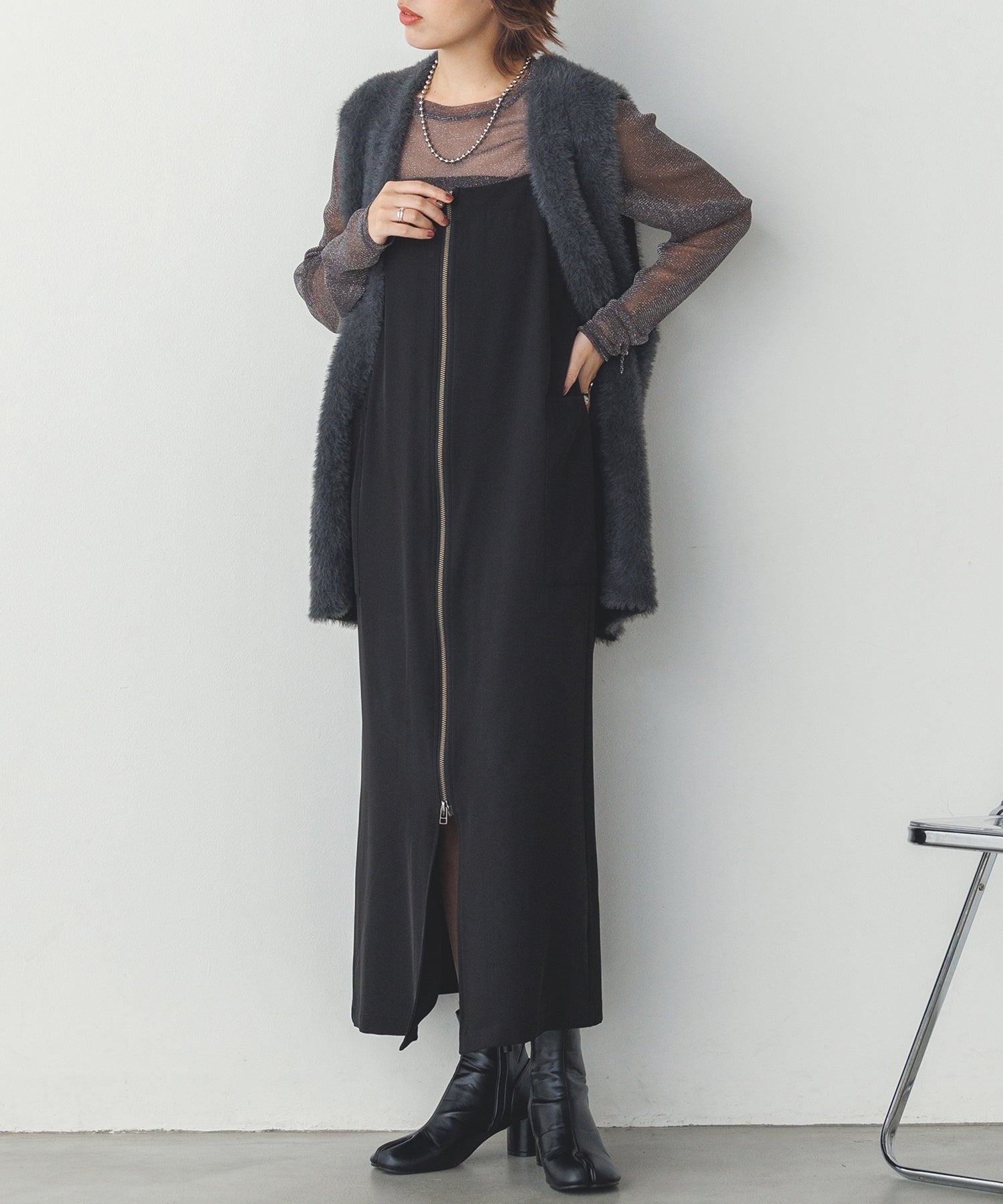 【WEB限定/別注】ダブルフェイスシャギー ミディジレ