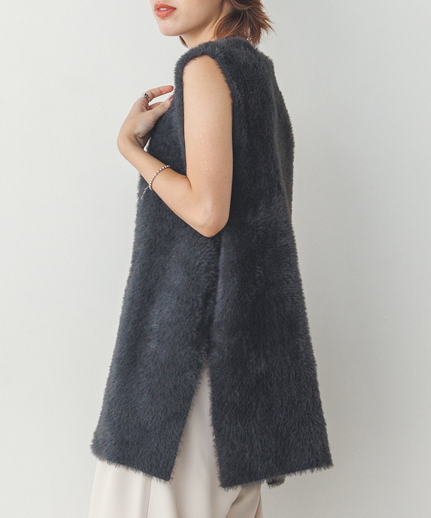 【WEB限定/別注】ダブルフェイスシャギー ミディジレ