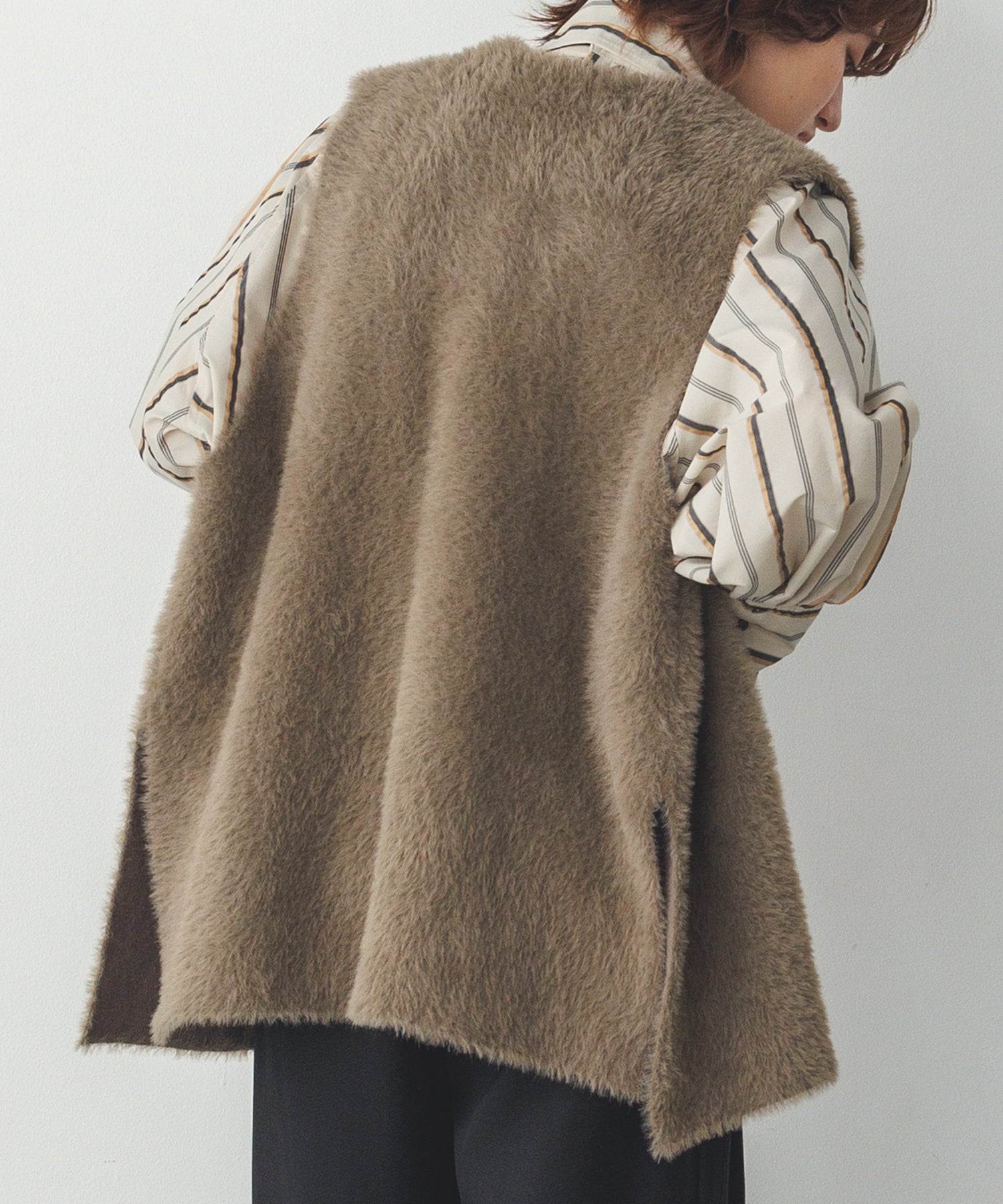 【WEB限定/別注】ダブルフェイスシャギー ミディジレ