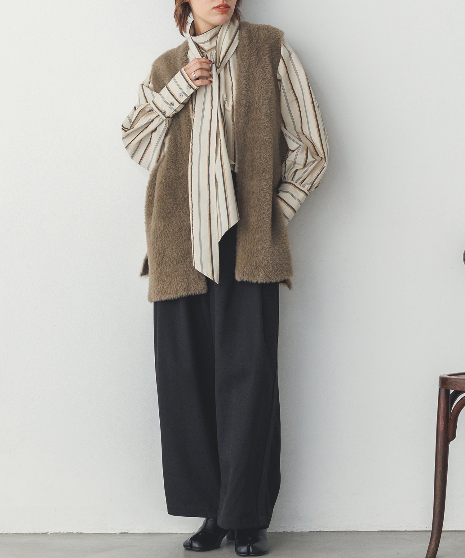 【WEB限定/別注】ダブルフェイスシャギー ミディジレ