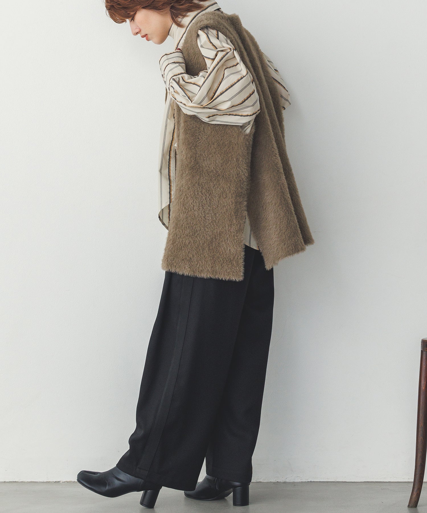 【WEB限定/別注】ダブルフェイスシャギー ミディジレ