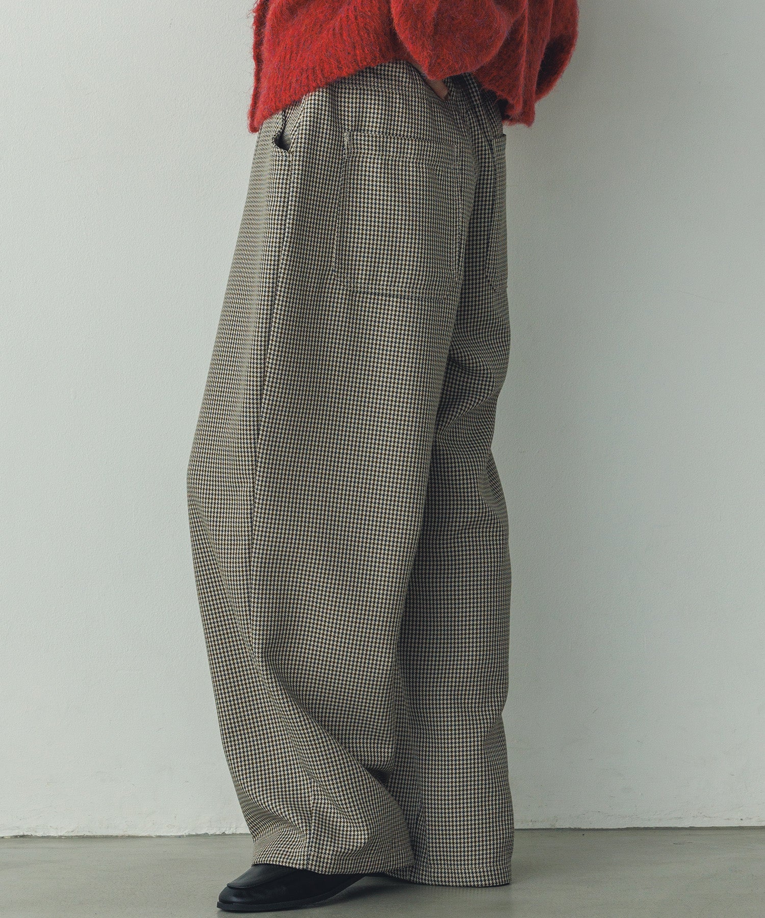 ハウンズトゥースチェック ワイドパンツ