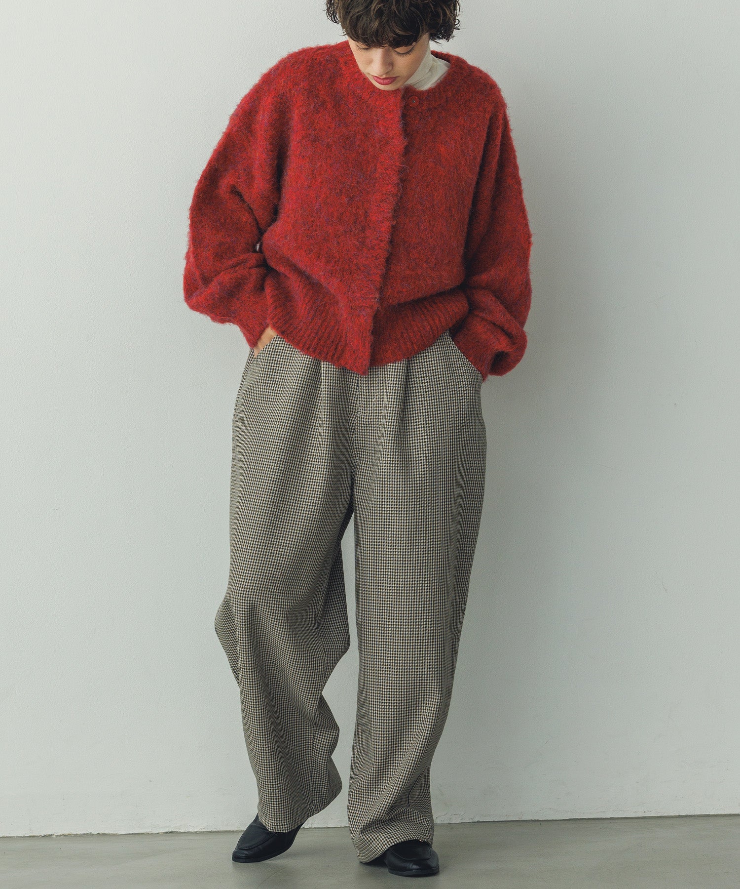 ハウンズトゥースチェック ワイドパンツ