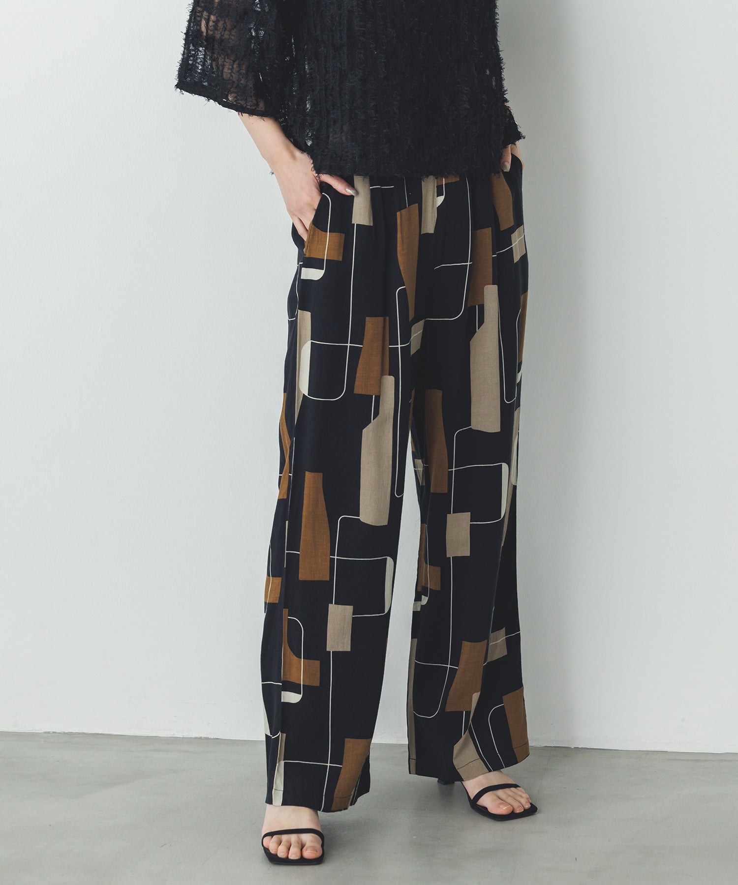 レーヨン スラブプリント イージーパンツ