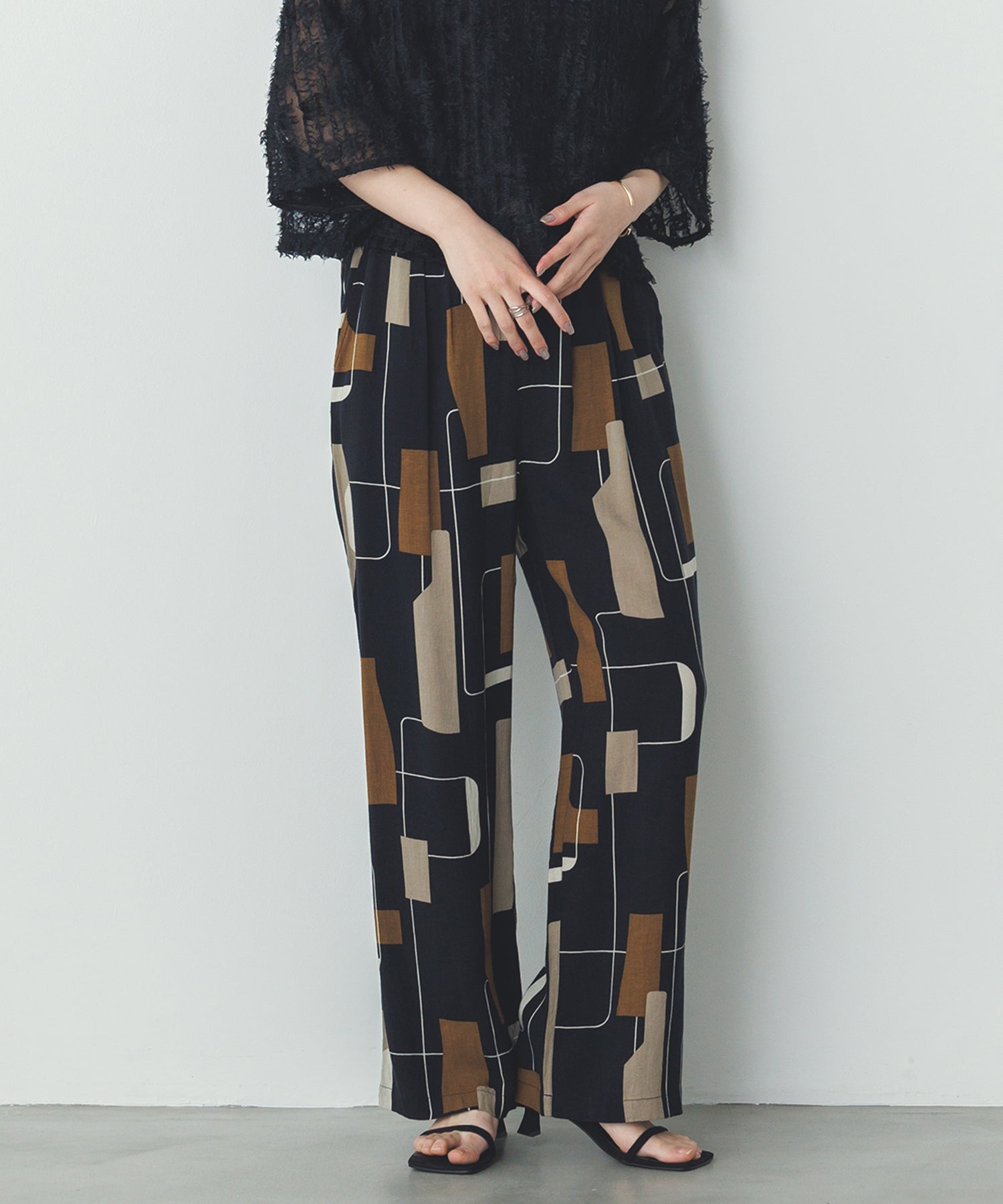 レーヨン スラブプリント イージーパンツ