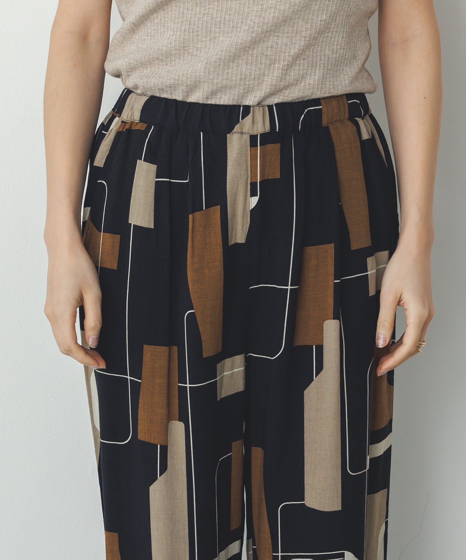 レーヨン スラブプリント イージーパンツ