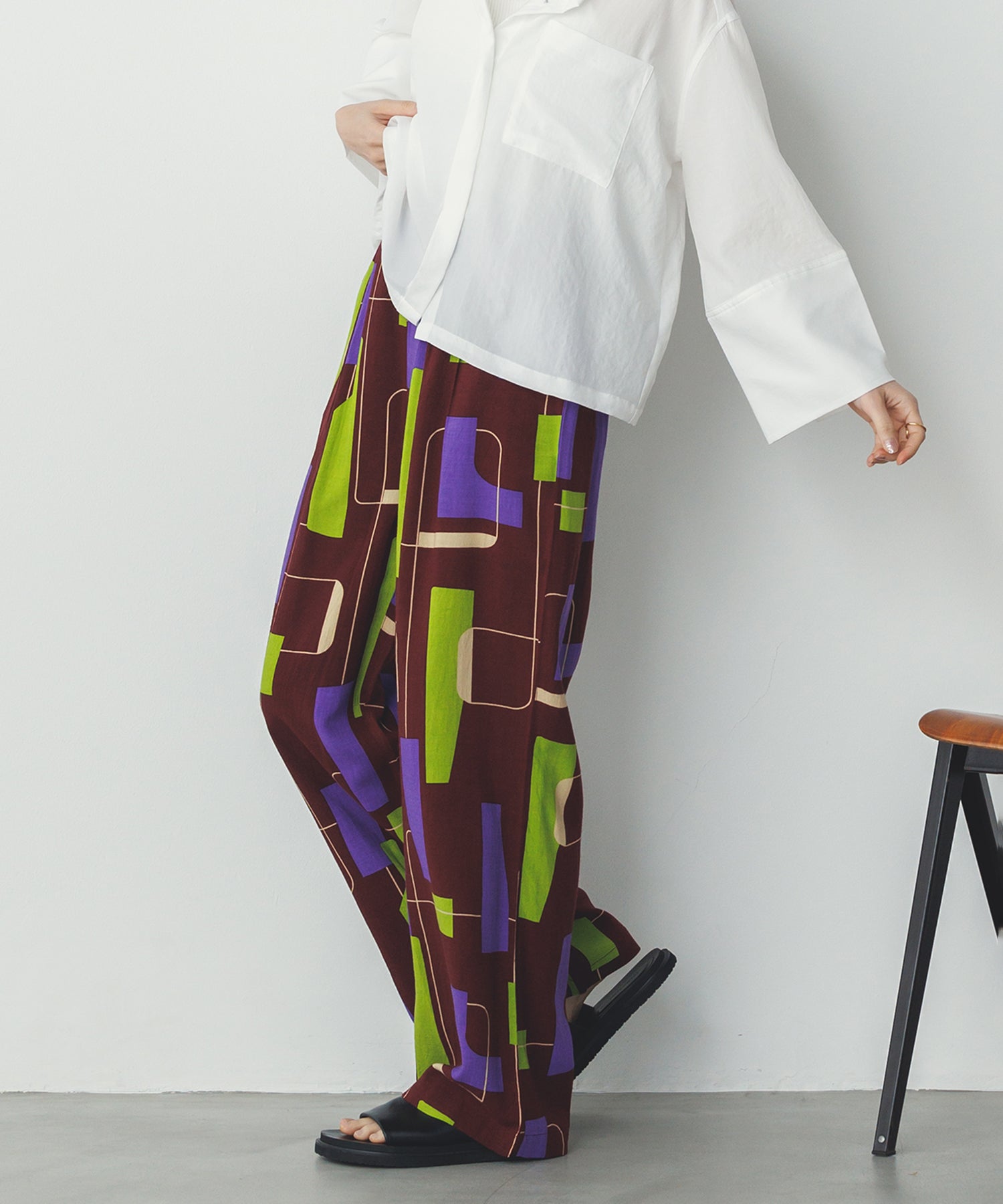 レーヨン スラブプリント イージーパンツ