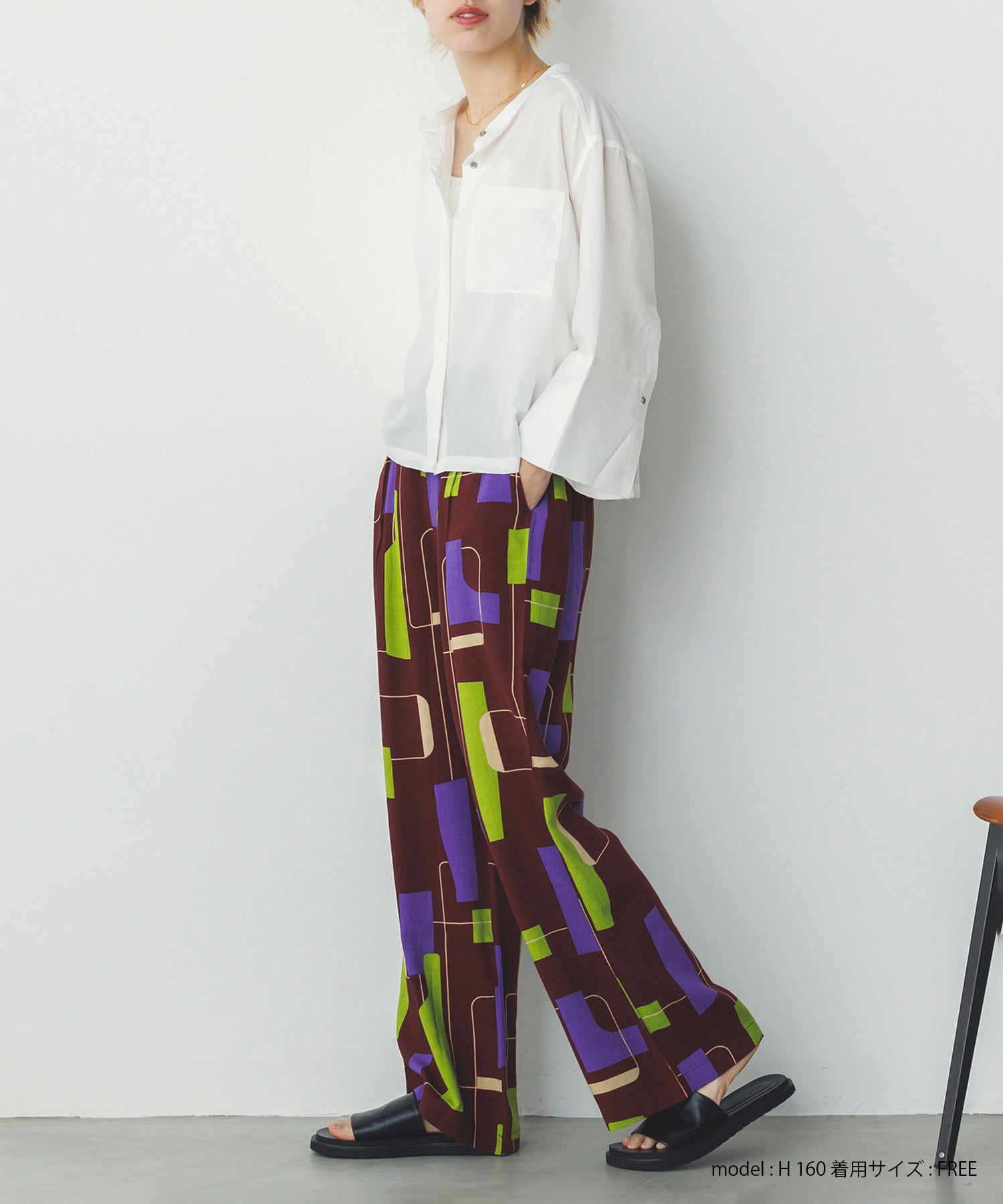 レーヨン スラブプリント イージーパンツ