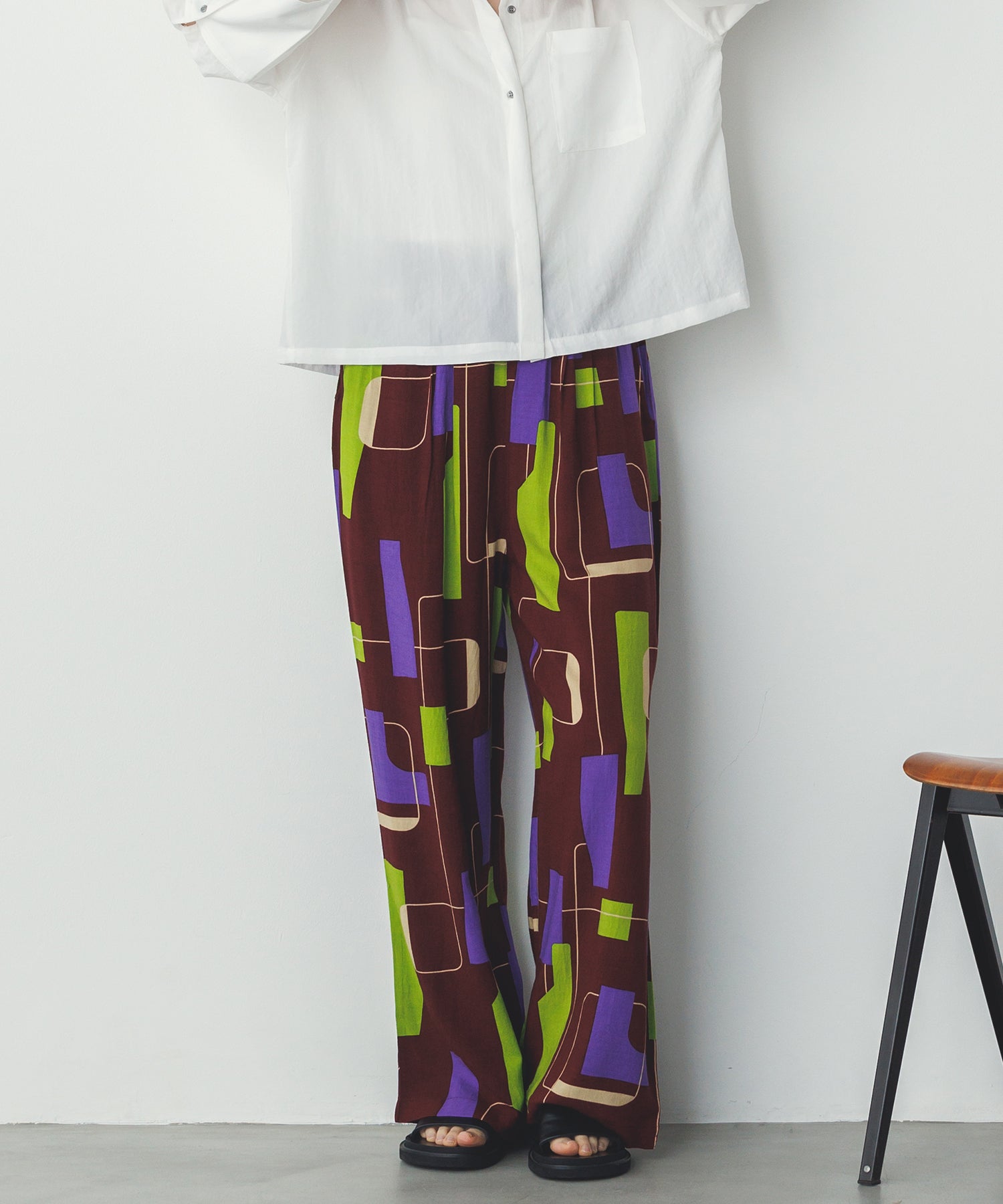 レーヨン スラブプリント イージーパンツ