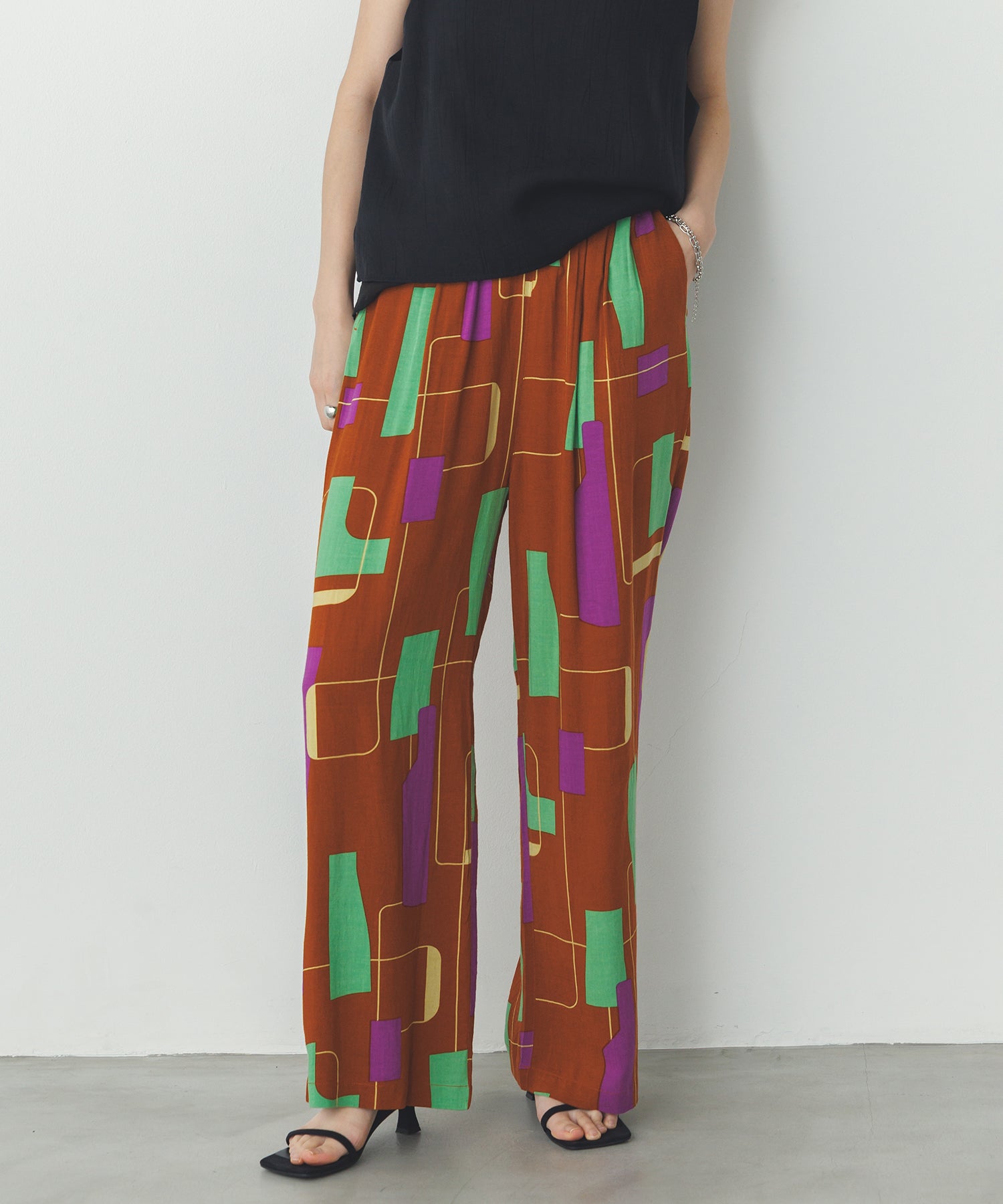 レーヨン スラブプリント イージーパンツ