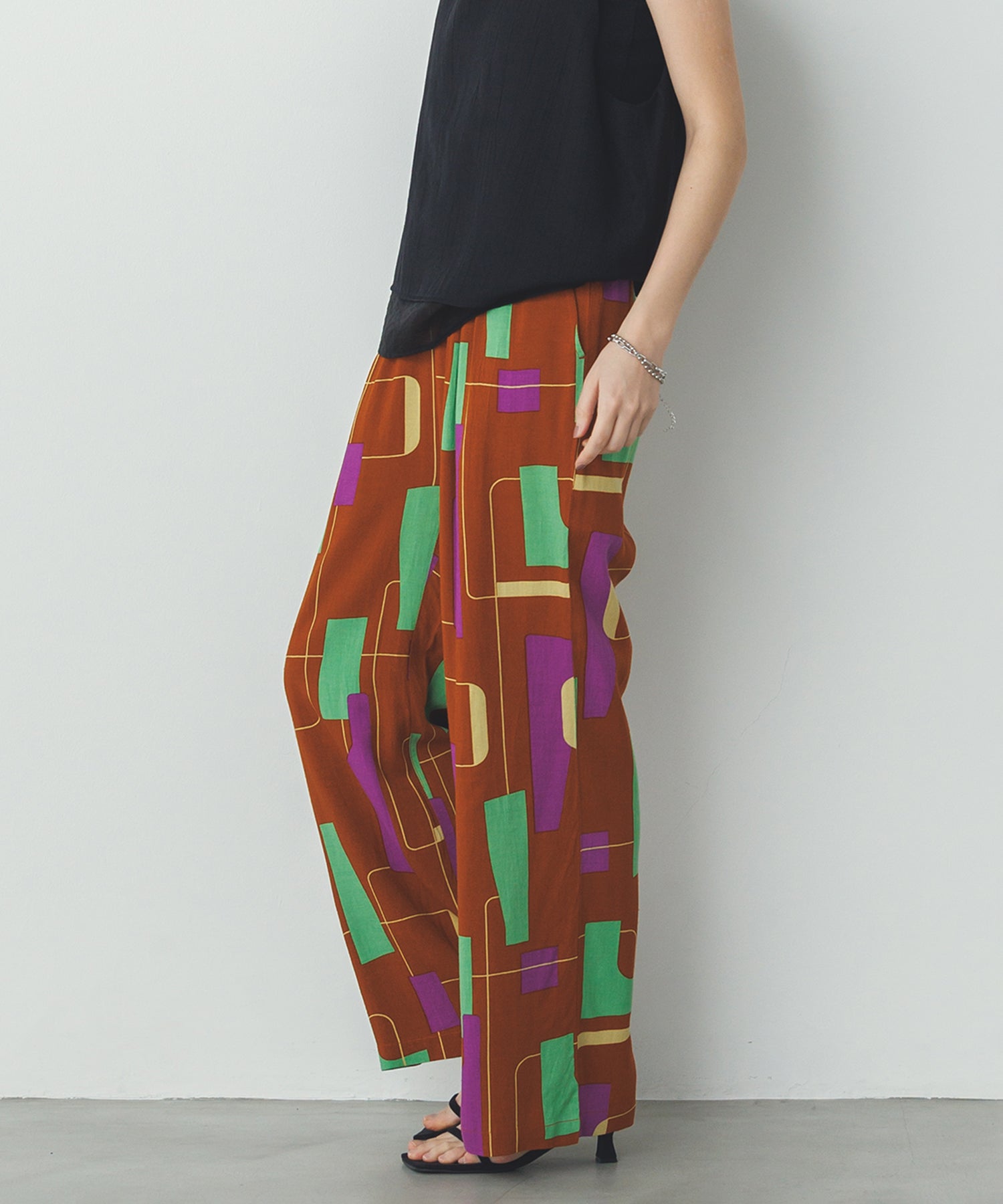 レーヨン スラブプリント イージーパンツ