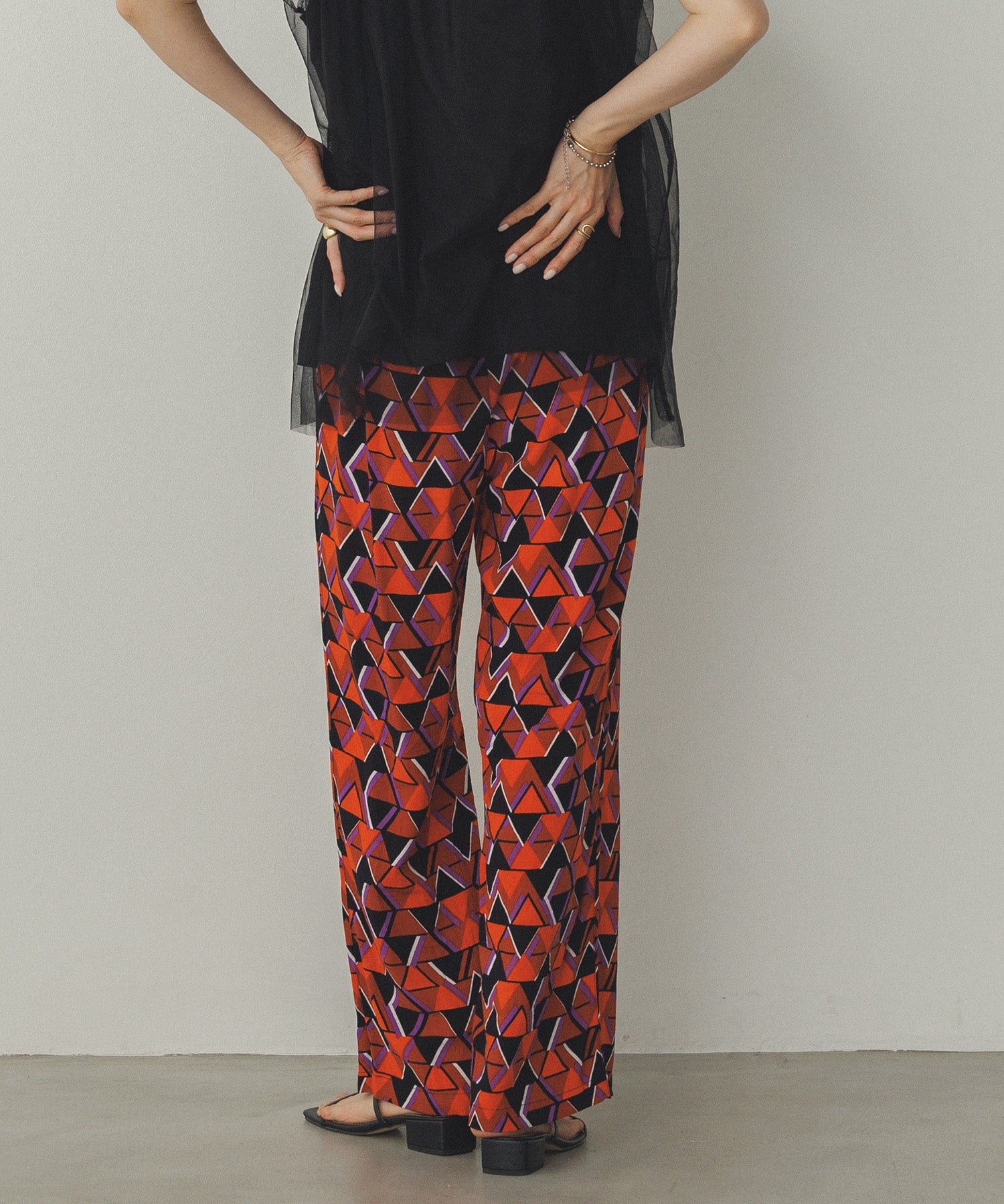 レーヨン プリントストレートパンツ