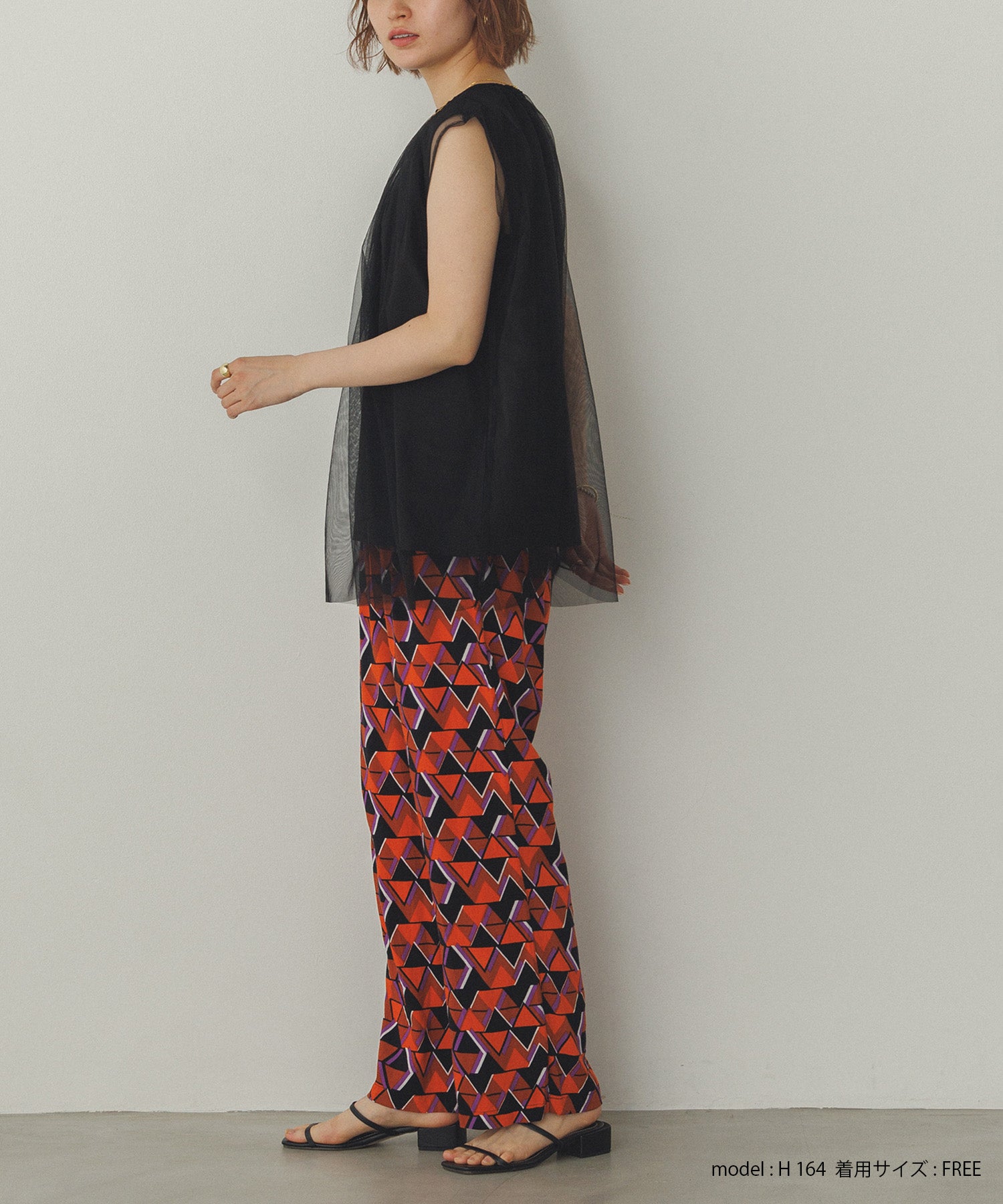 レーヨン プリントストレートパンツ