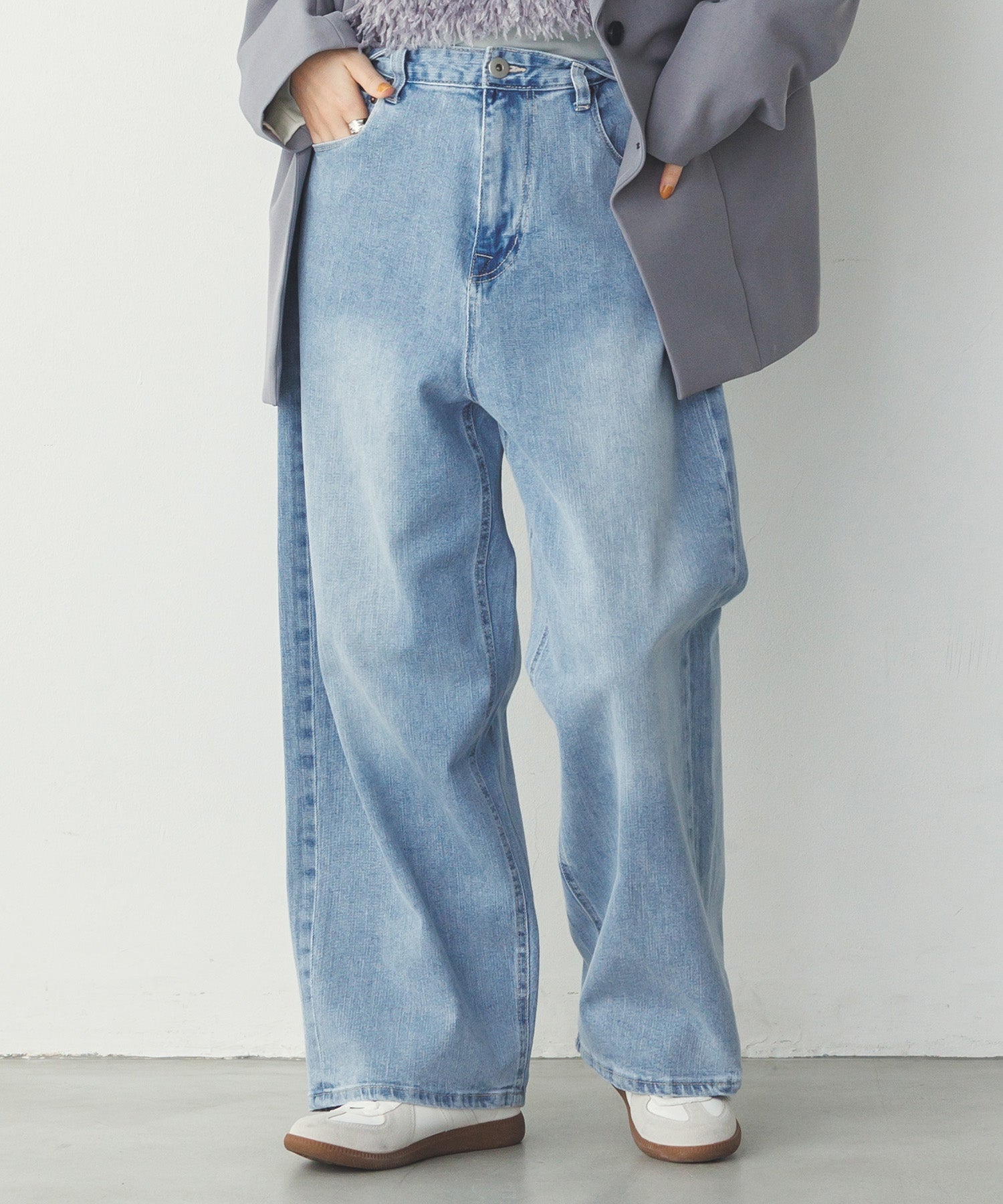 ストレッチデニム ワイドパンツ