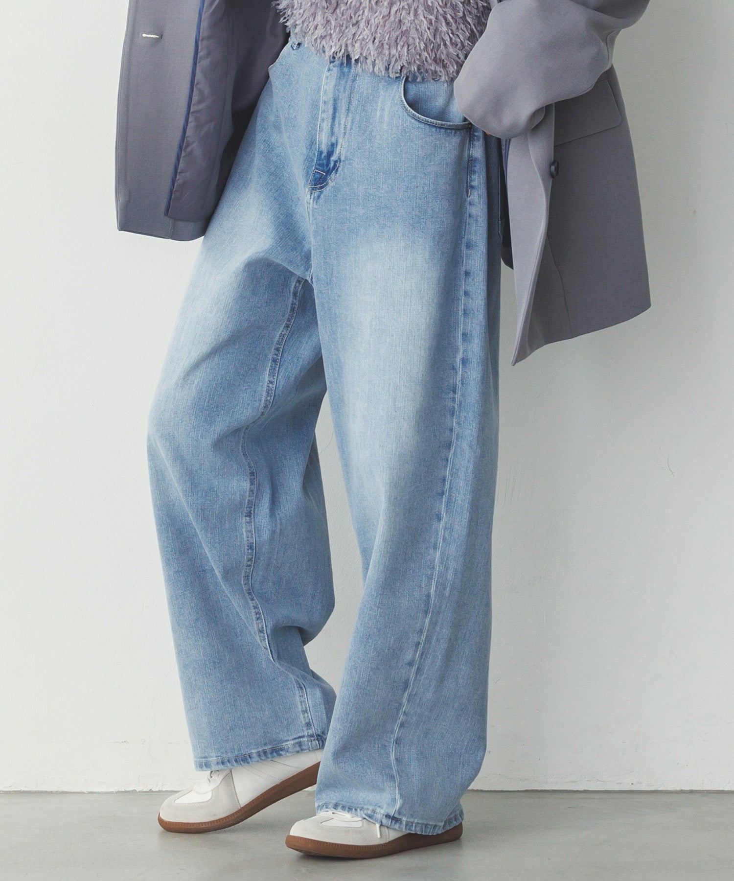 ストレッチデニム ワイドパンツ