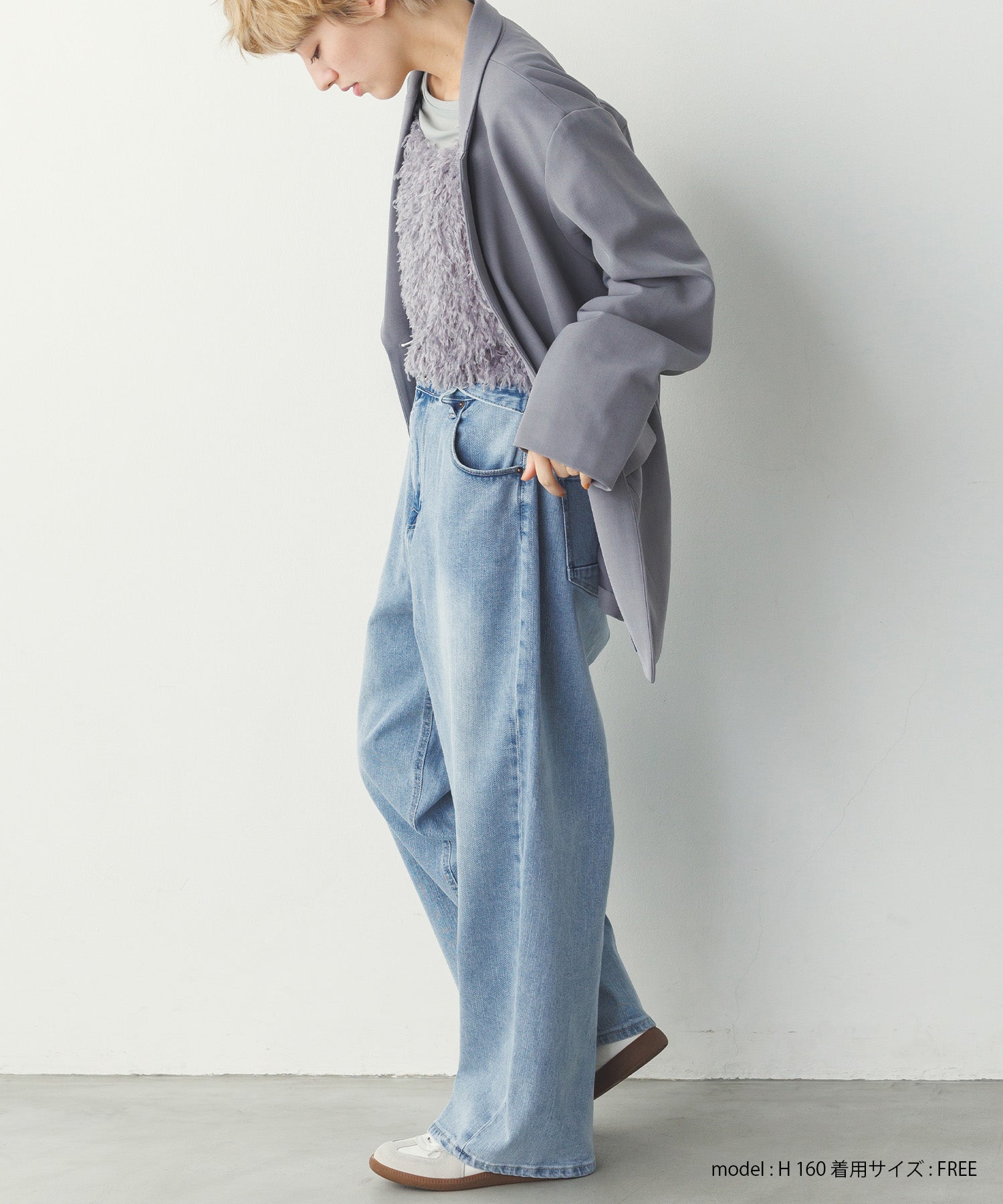 ストレッチデニム ワイドパンツ