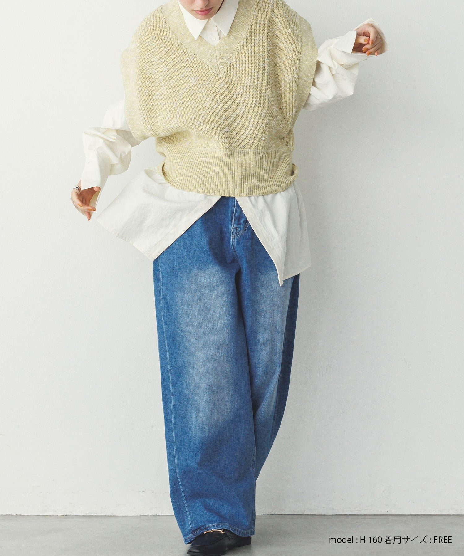 ストレッチデニム ワイドパンツ