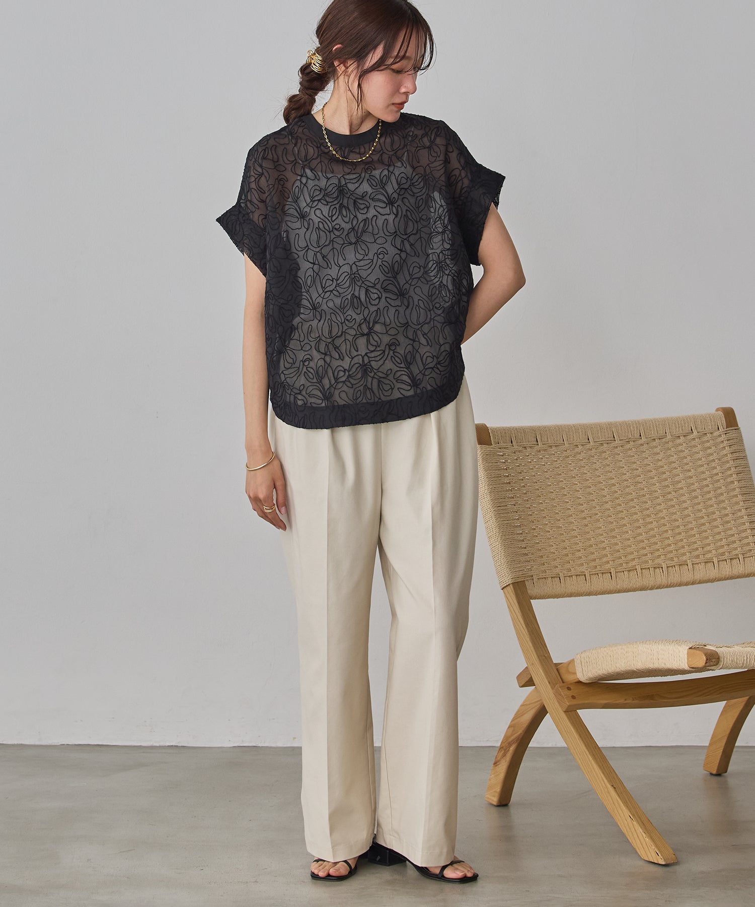 FRENCH LINEN STRAIGHT-LEG PANTS