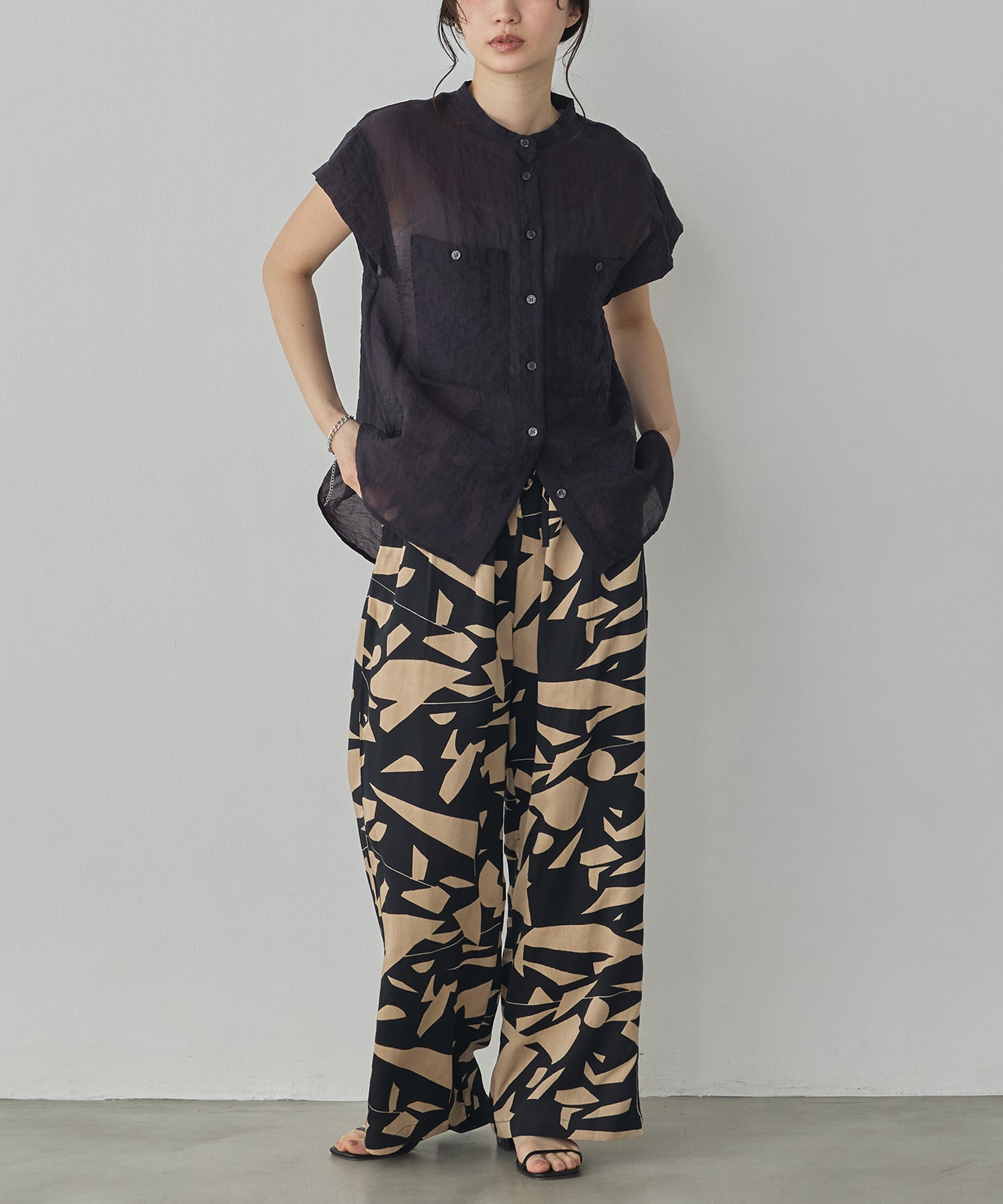 VISCOSE SATIN PRINTED EASY PANTS