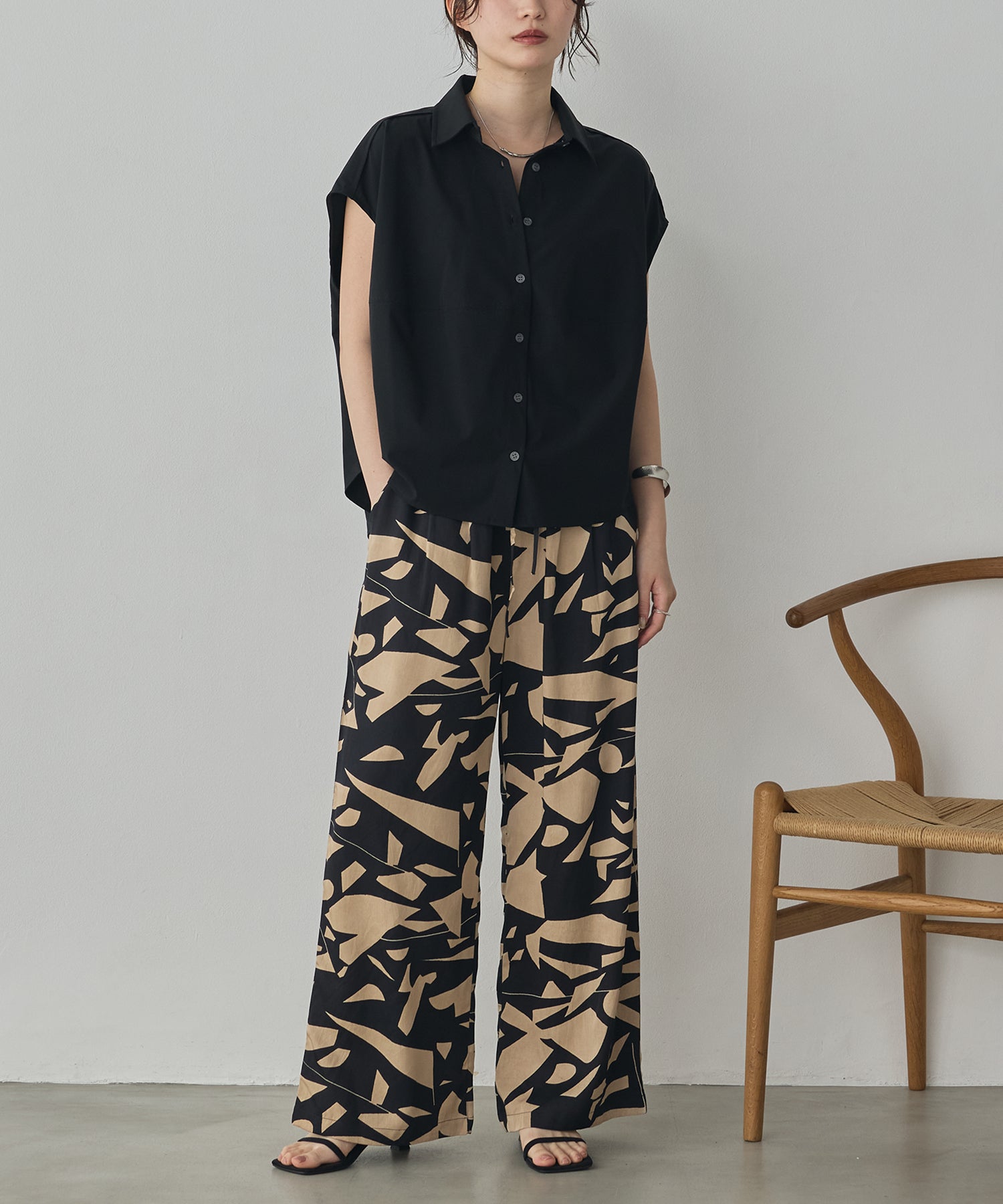 VISCOSE SATIN PRINTED EASY PANTS