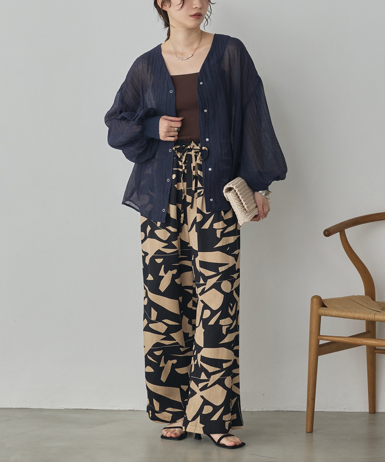 VISCOSE SATIN PRINTED EASY PANTS