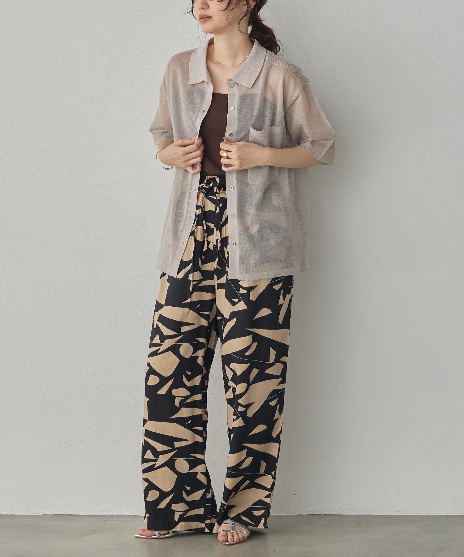 VISCOSE SATIN PRINTED EASY PANTS