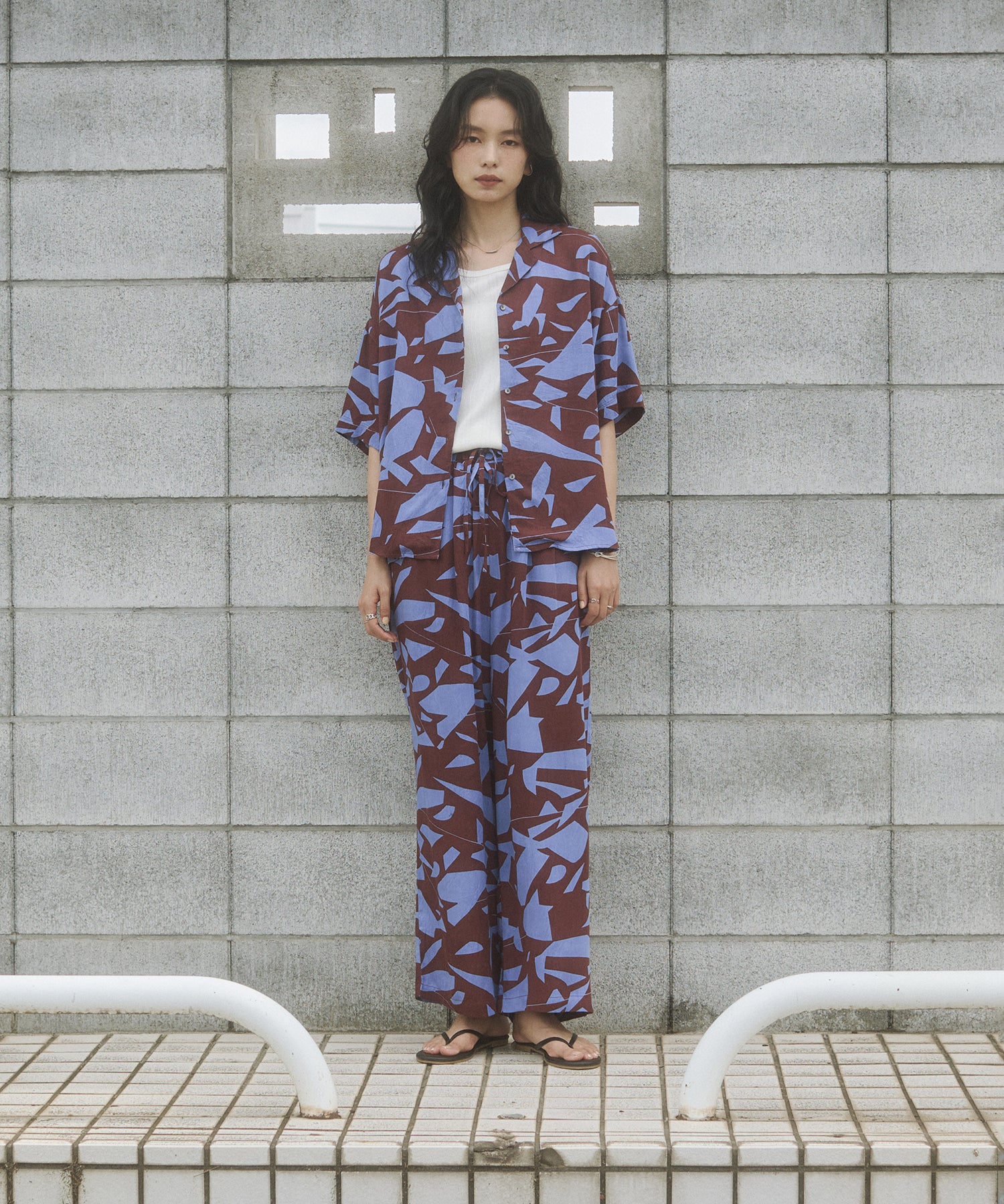 VISCOSE SATIN PRINTED EASY PANTS