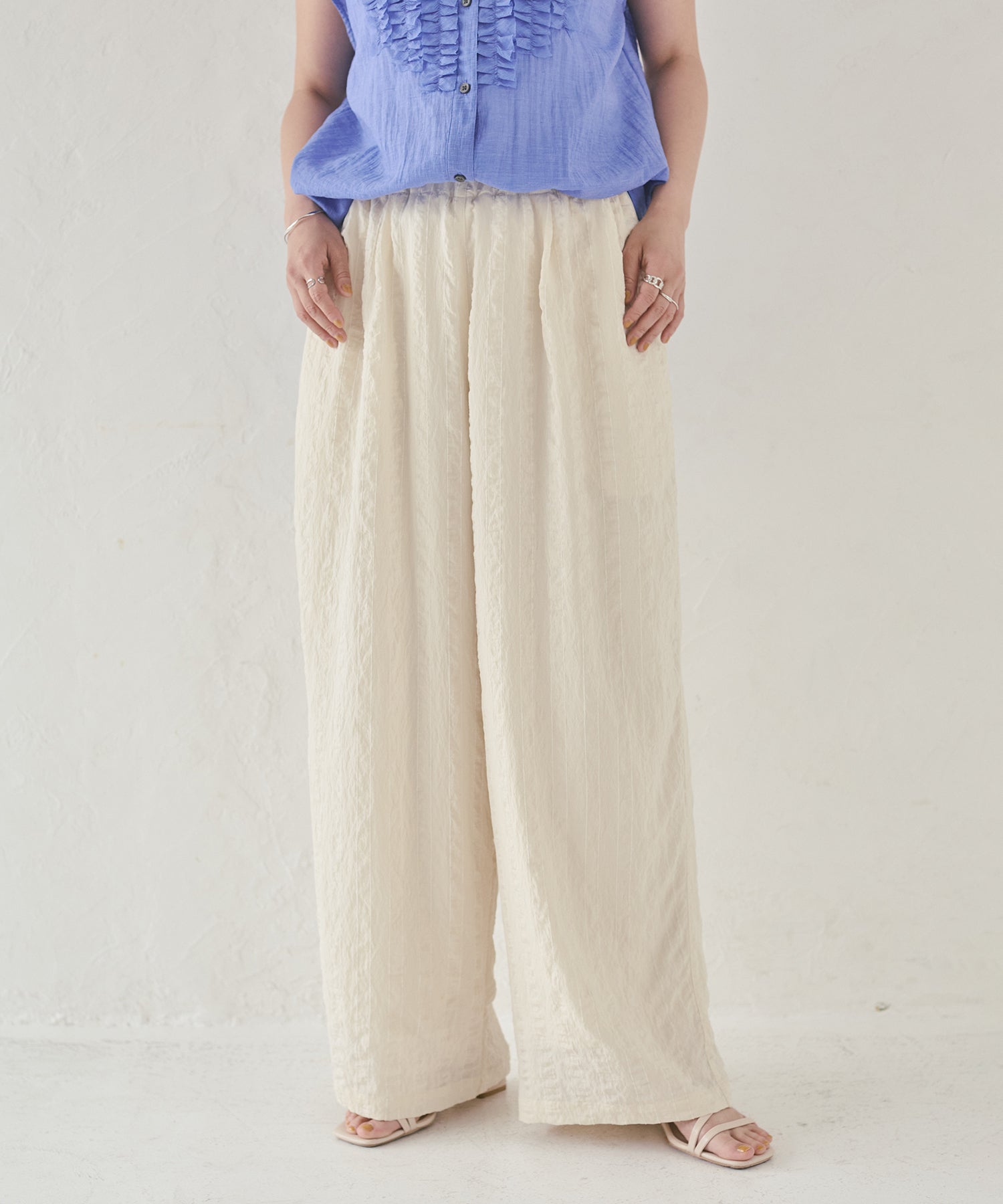 DOBBY STRIPE TUCKED-IN EASY PANTS
