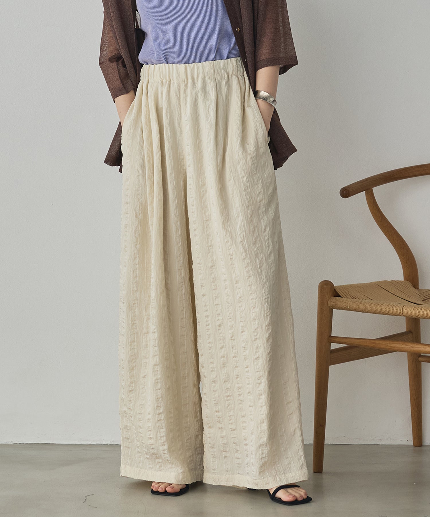 DOBBY STRIPE TUCKED-IN EASY PANTS