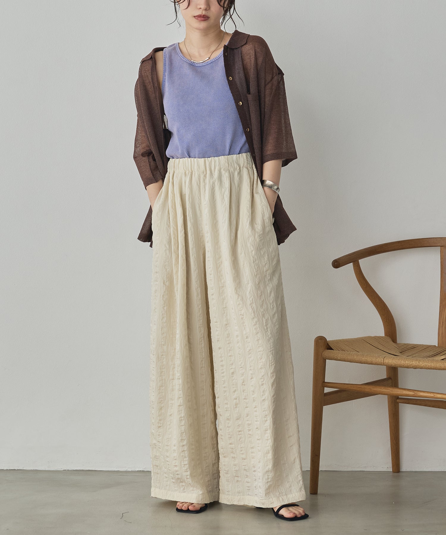 DOBBY STRIPE TUCKED-IN EASY PANTS