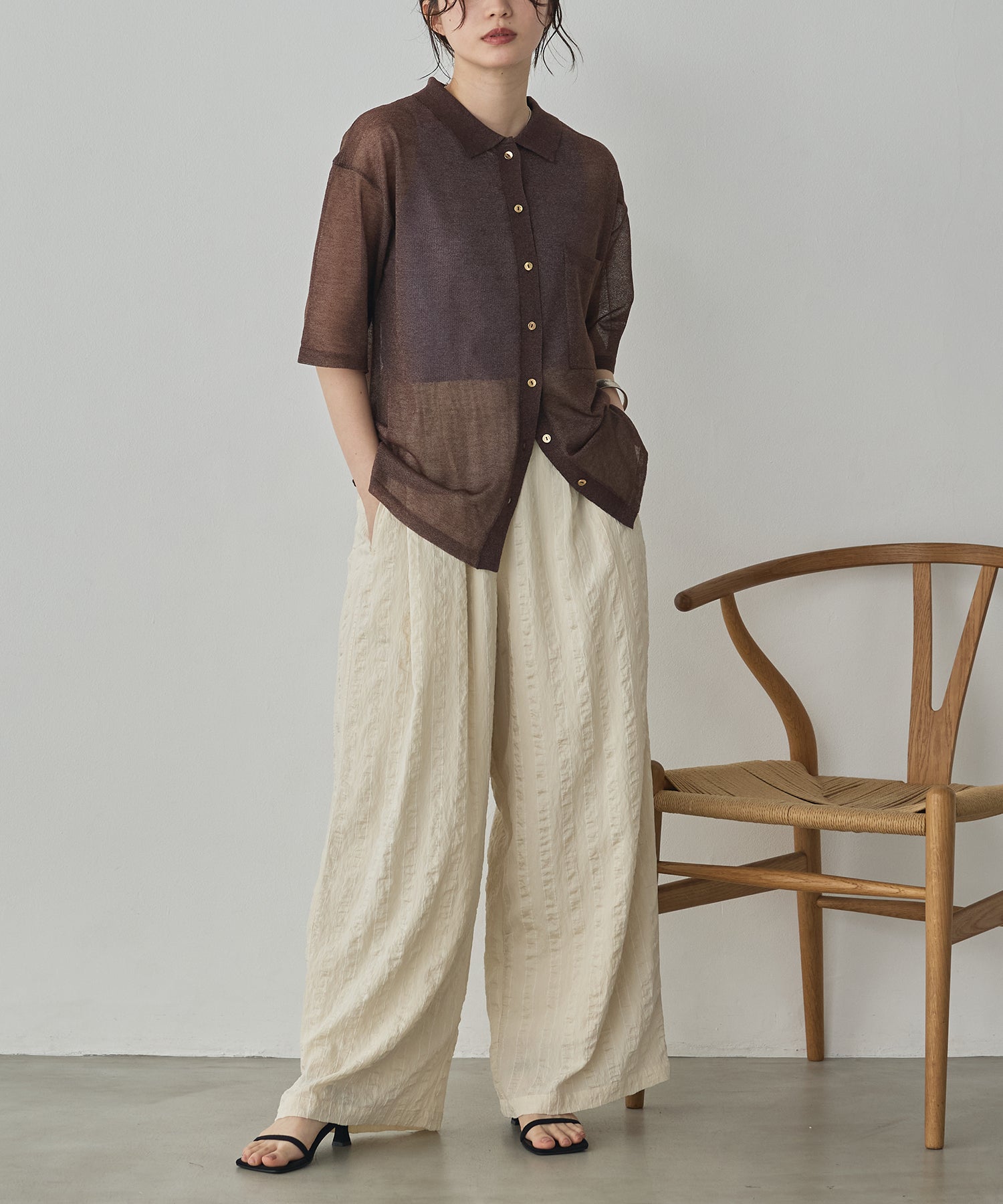 DOBBY STRIPE TUCKED-IN EASY PANTS