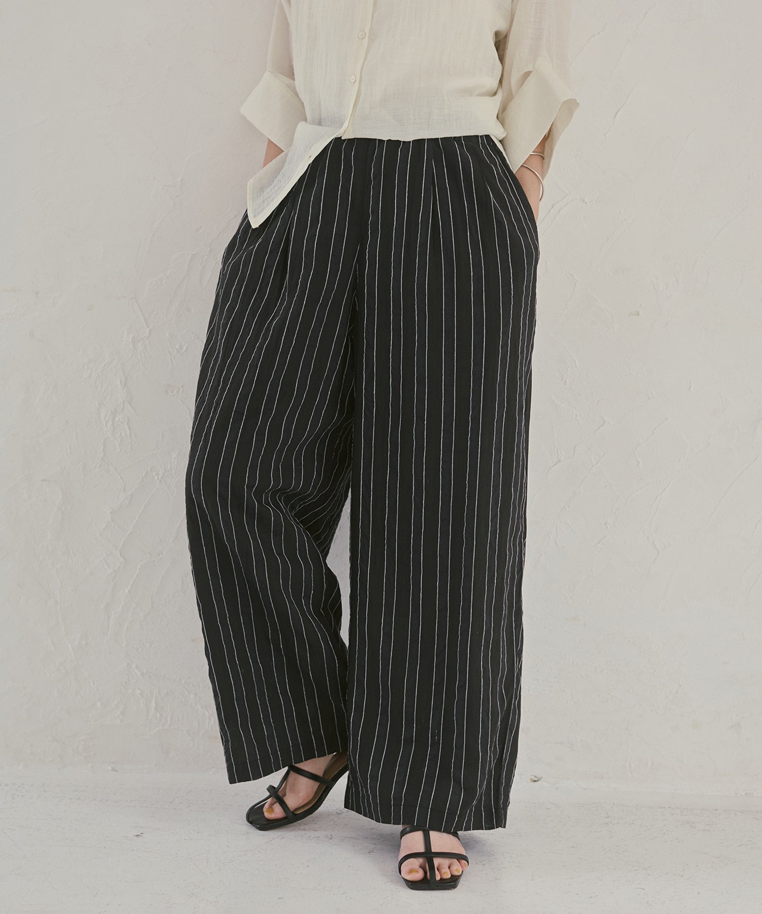 DOBBY STRIPE TUCKED-IN EASY PANTS