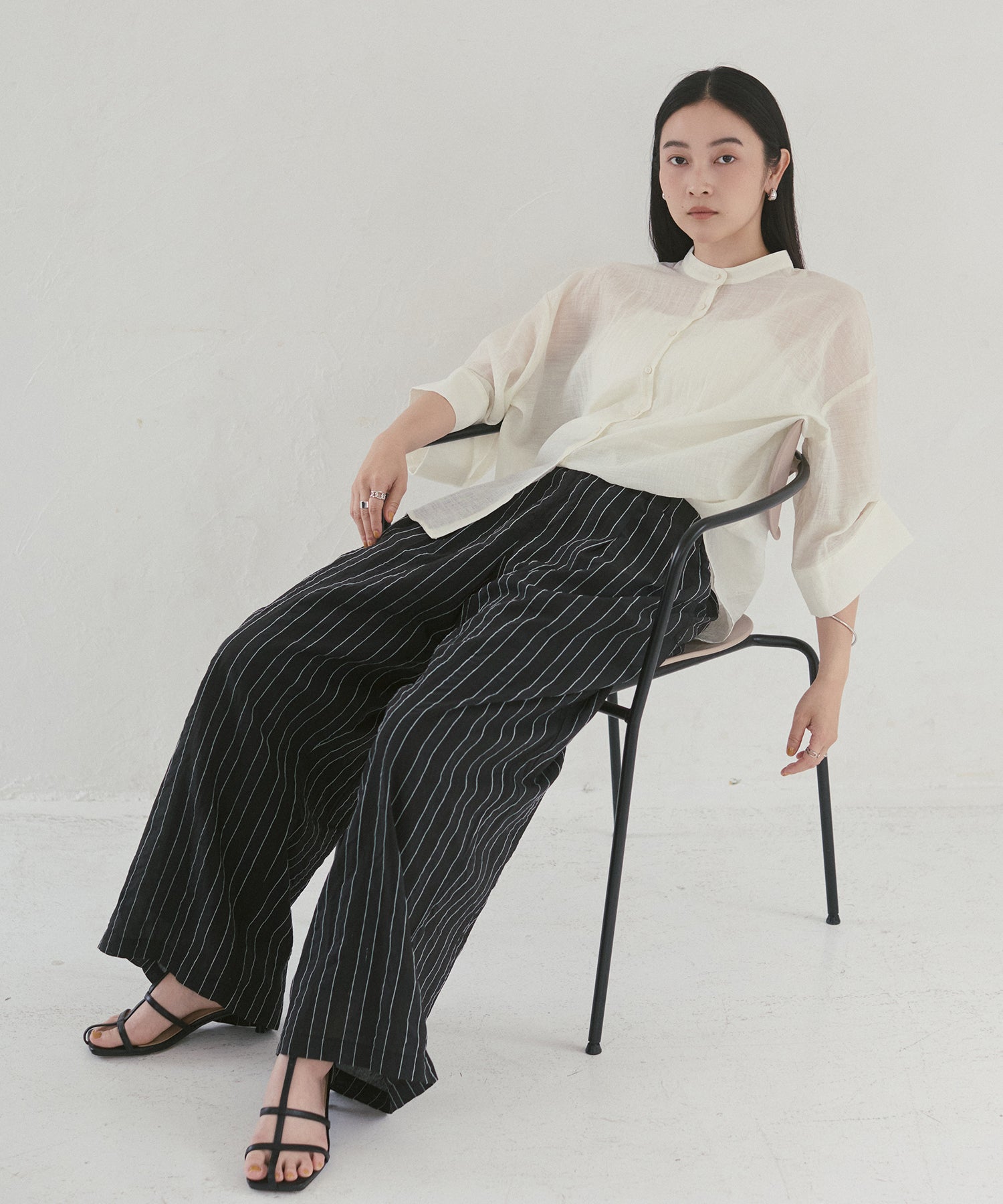 DOBBY STRIPE TUCKED-IN EASY PANTS