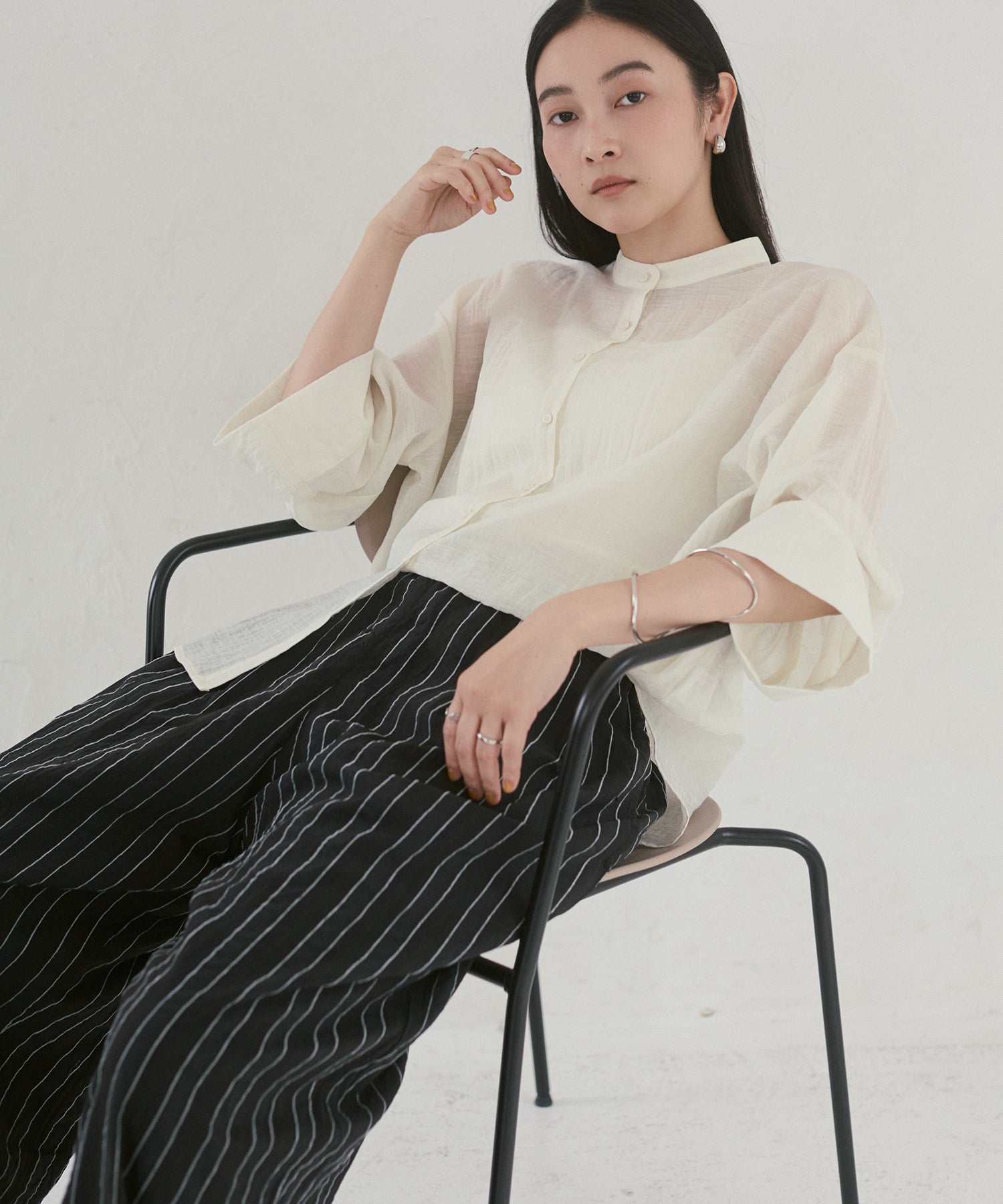 DOBBY STRIPE TUCKED-IN EASY PANTS