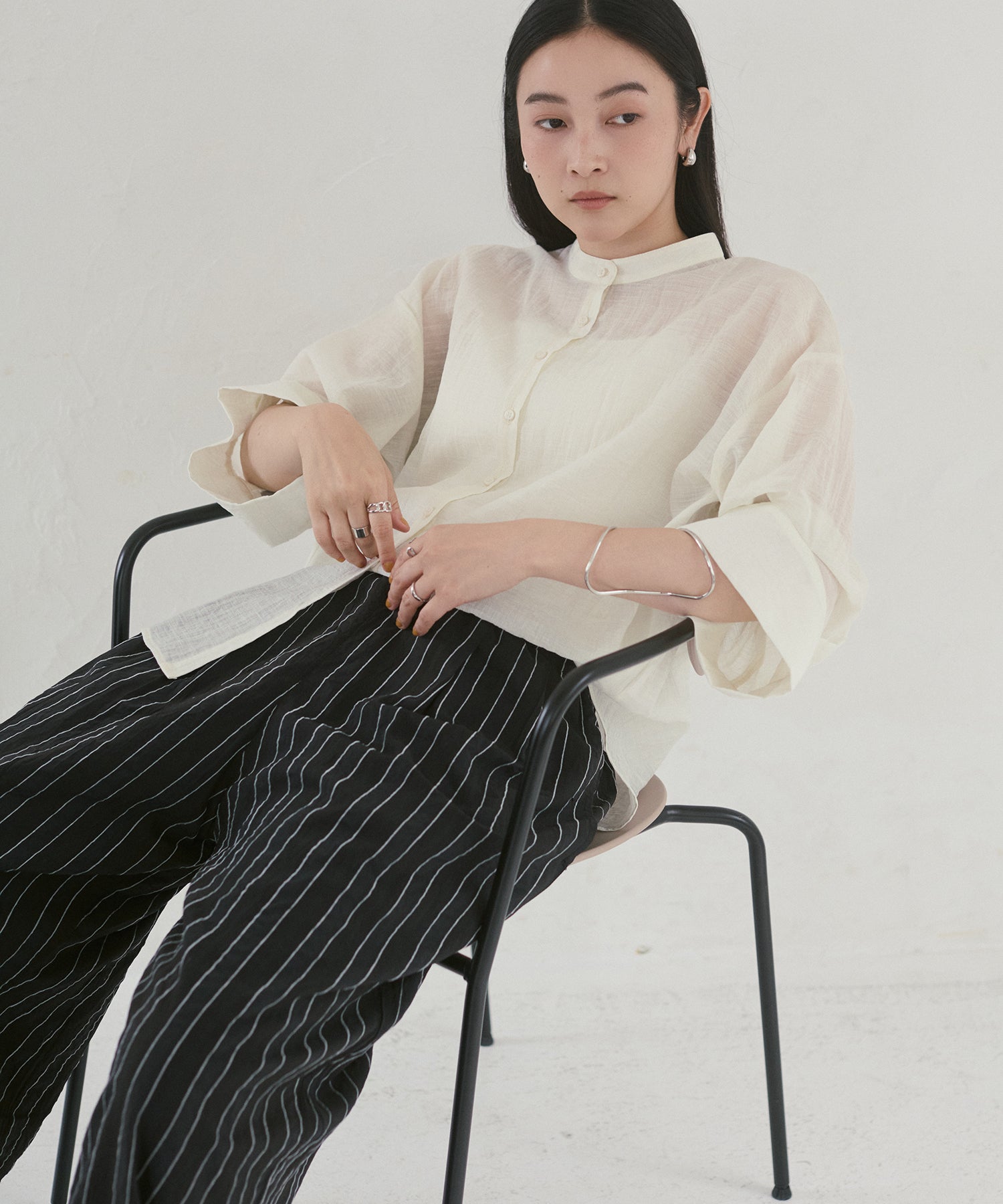 DOBBY STRIPE TUCKED-IN EASY PANTS