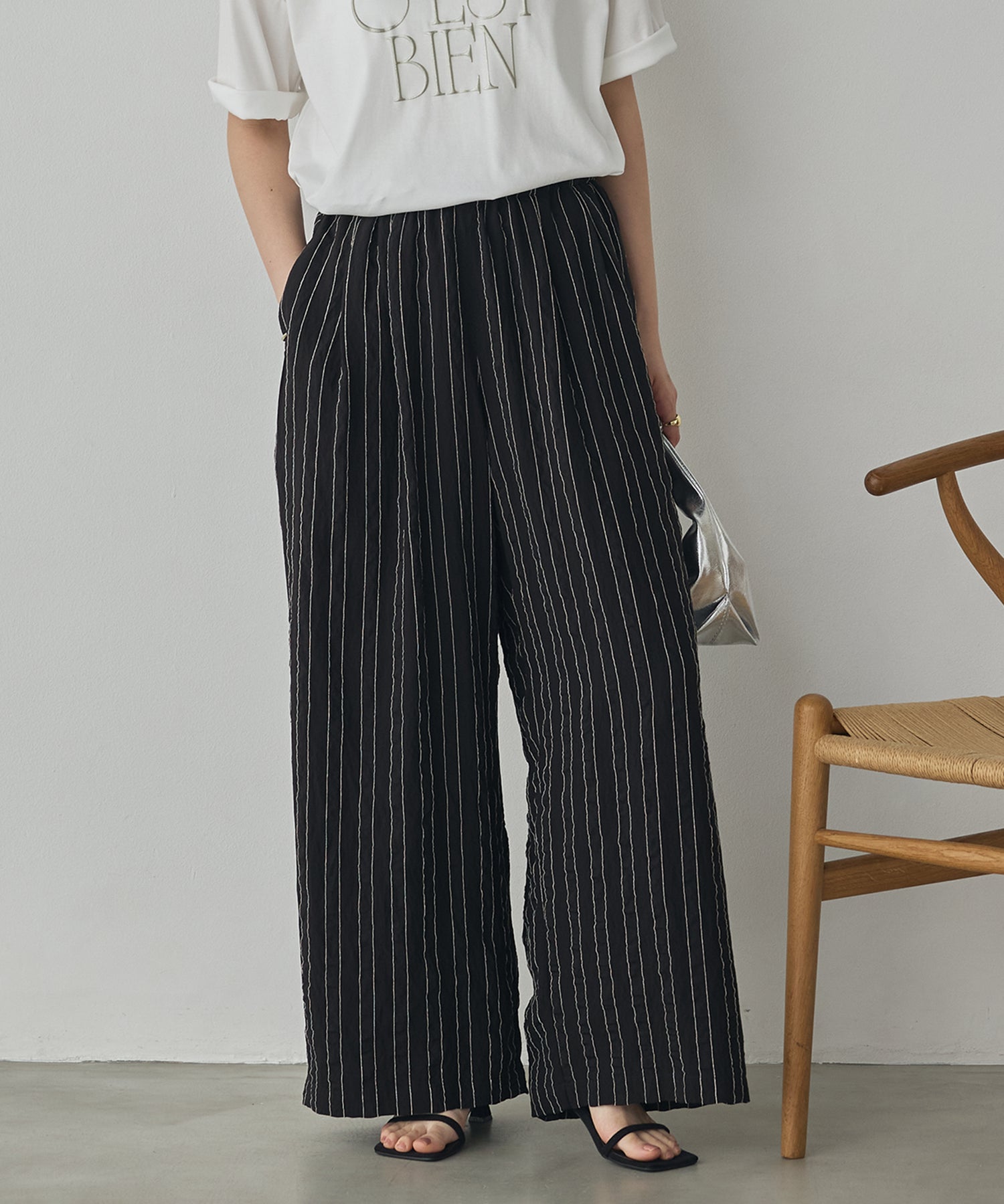 DOBBY STRIPE TUCKED-IN EASY PANTS