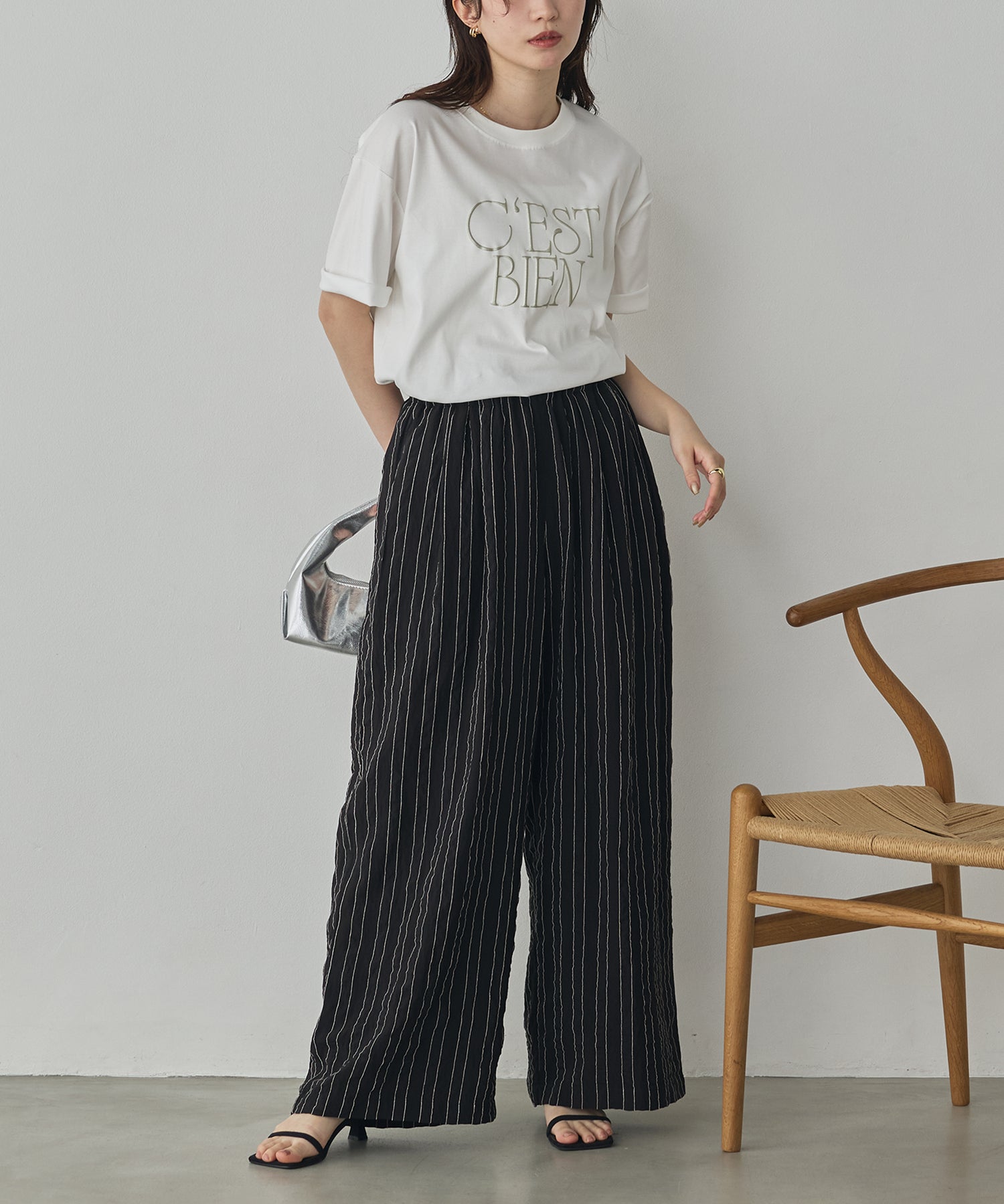 DOBBY STRIPE TUCKED-IN EASY PANTS