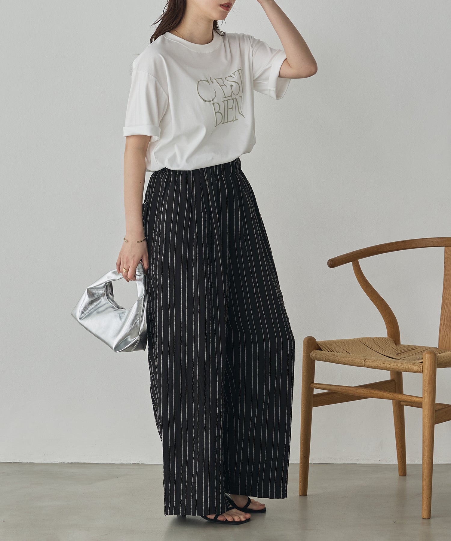 DOBBY STRIPE TUCKED-IN EASY PANTS