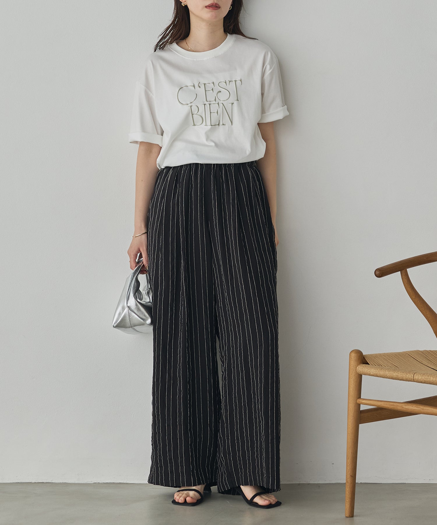 DOBBY STRIPE TUCKED-IN EASY PANTS