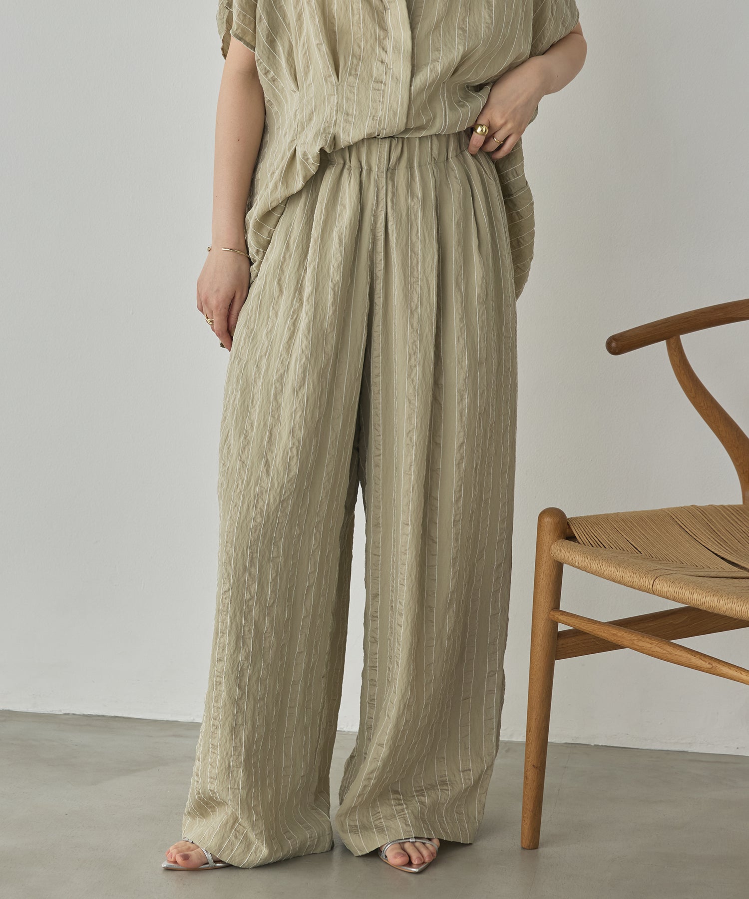 DOBBY STRIPE TUCKED-IN EASY PANTS
