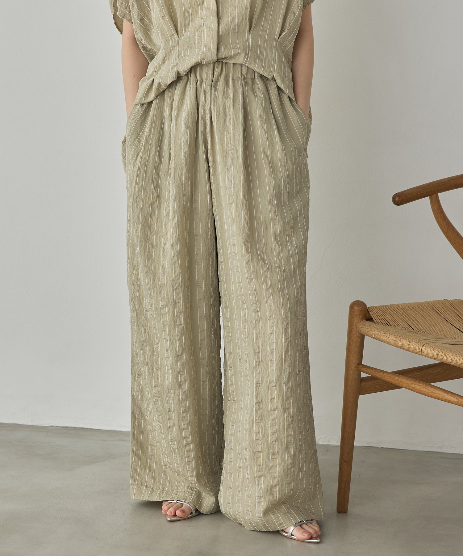 DOBBY STRIPE TUCKED-IN EASY PANTS