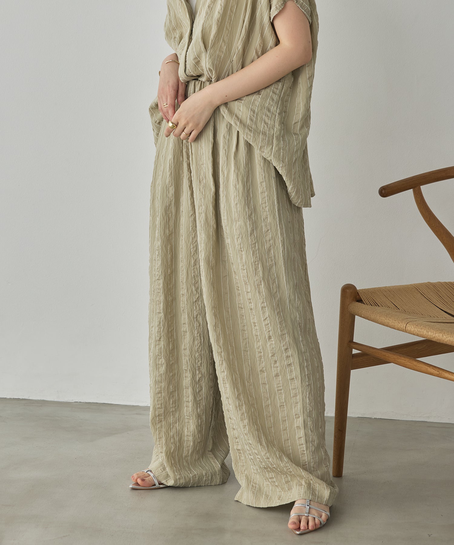 DOBBY STRIPE TUCKED-IN EASY PANTS