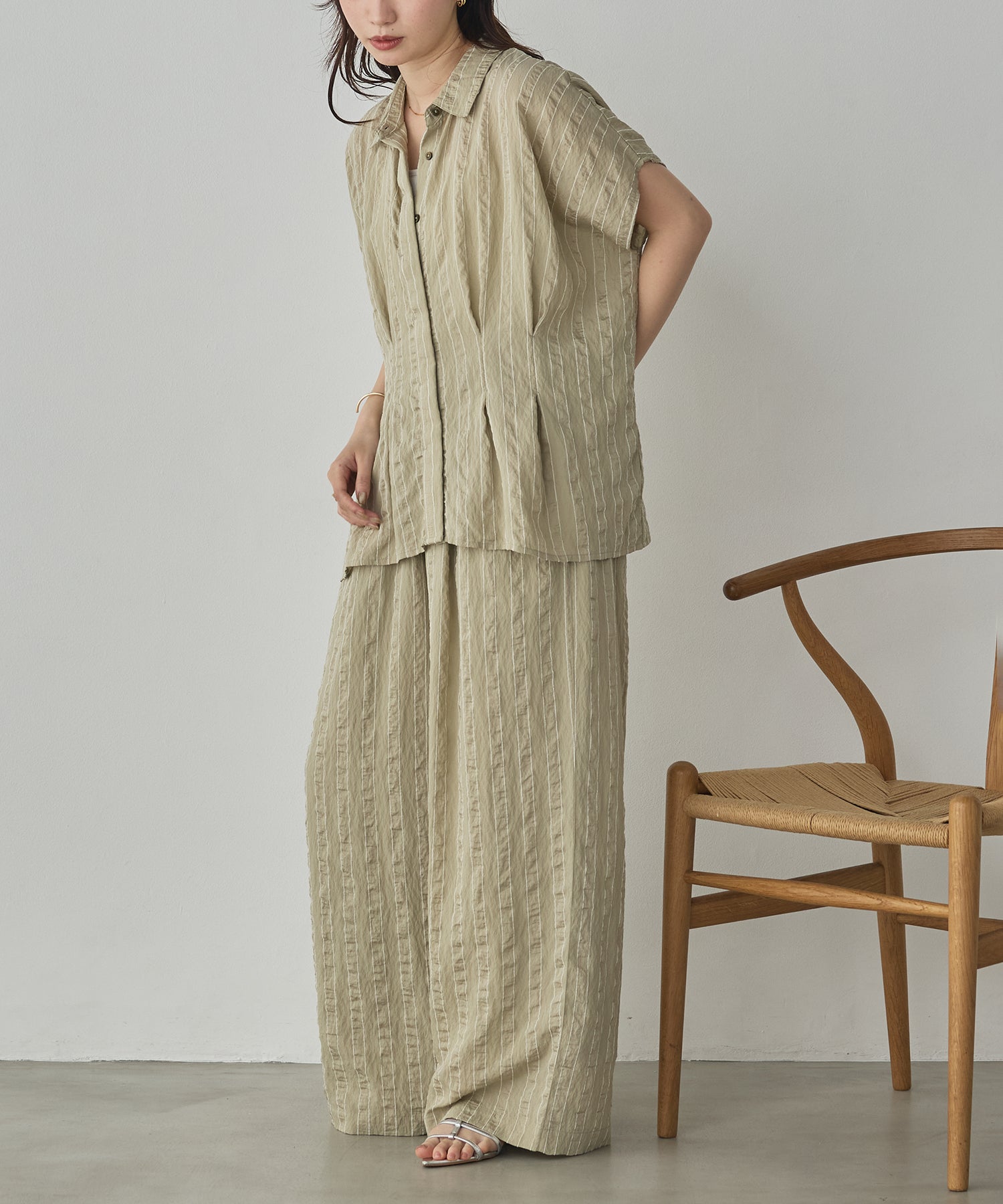 DOBBY STRIPE TUCKED-IN EASY PANTS