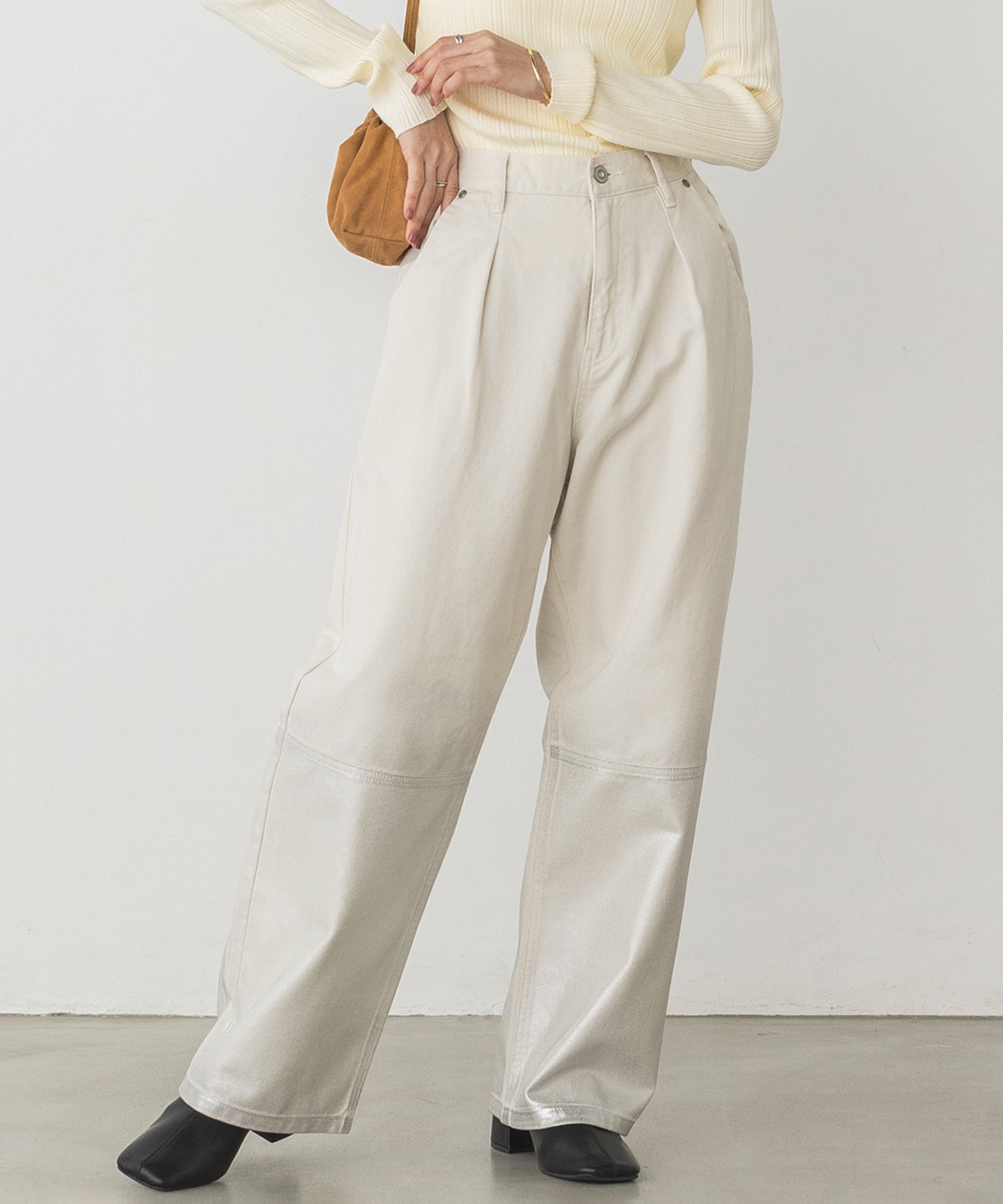 箔プリントルーズデニムパンツ