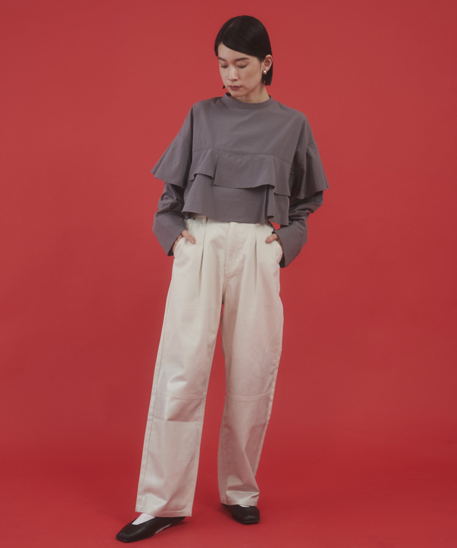 箔プリントルーズデニムパンツ